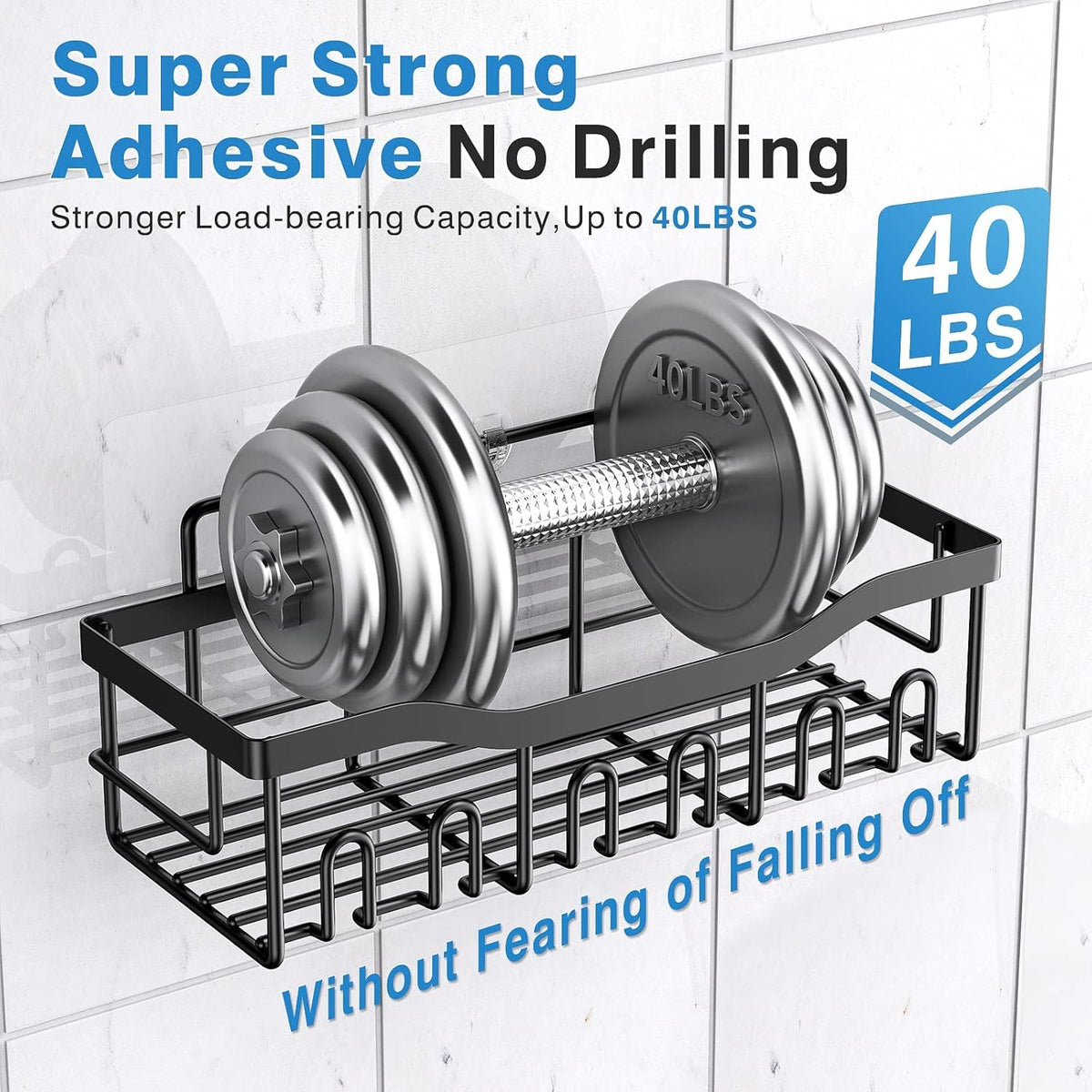 EUDELE Adhesive Shower Caddy, 5 Pack Rustproof Stainless Steel Bath Organizers With Large Capacity