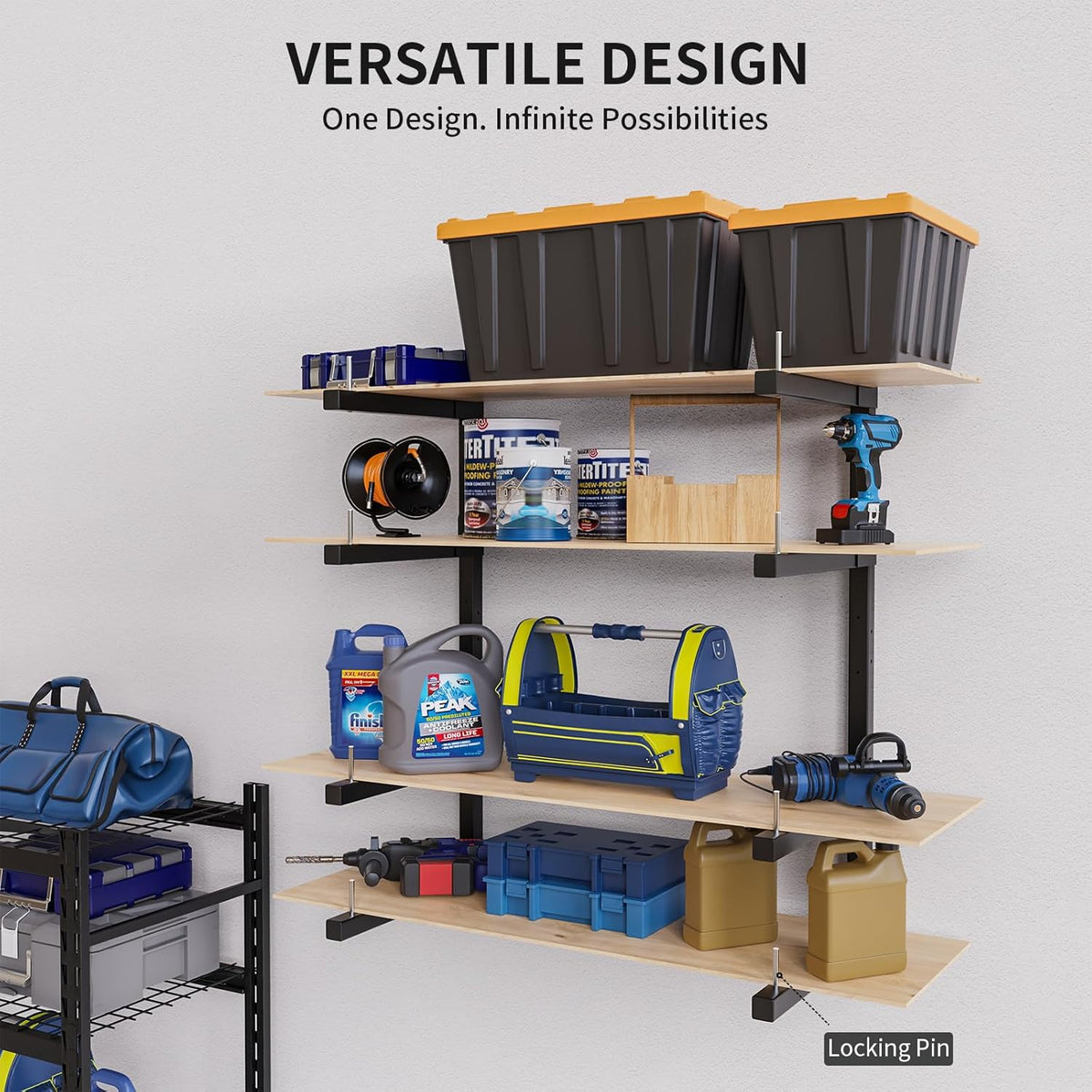 Lumber Storage Rack, Upgrade Cantilever Folding Lumber Rack Wall Mount, Metal 8 Level 32 Inch