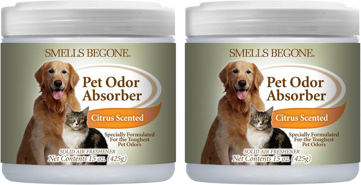 SMELLS BEGONE Air Freshener Pet Odor Absorber Gel - 15 oz, Pack of 2 - Absorbs and Eliminates Odor