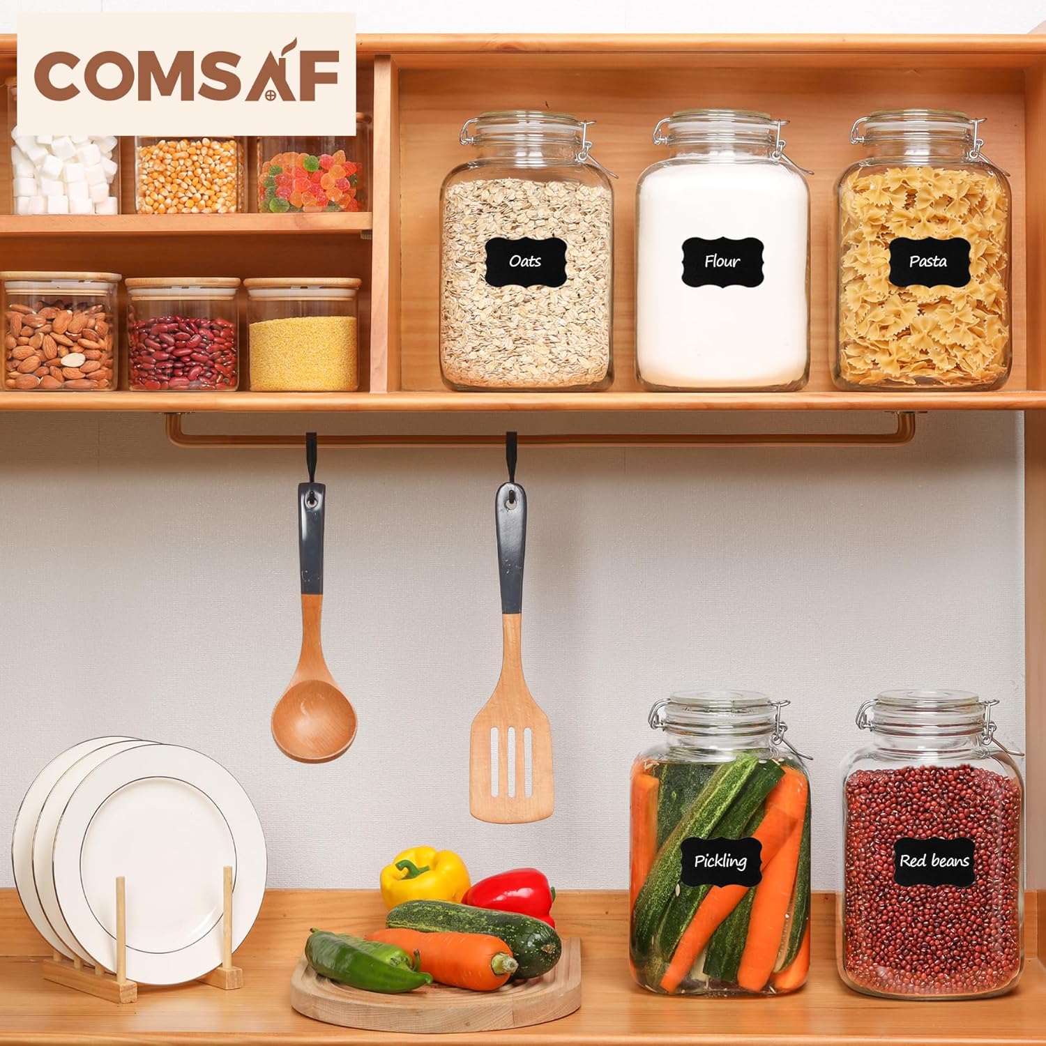 ComSaf 1 Gallon Glass Jar with Lid, Flour Sugar Storage Containers 128oz, Cereal containers