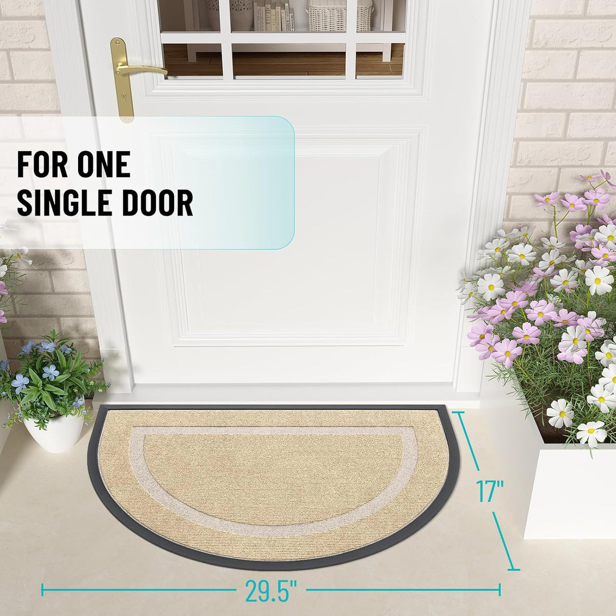 OLANLY Half Circle Door Mat Indoor Outdoor Entrance Welcome, Waterproof All-Season, All-Weather