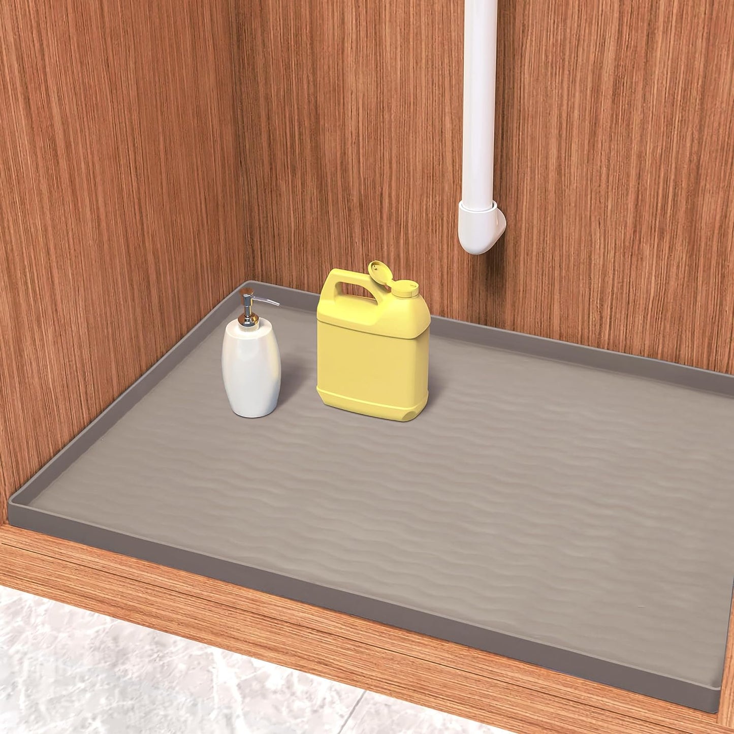 URMONA Waterproof Silicone Under Sink Mat 19'' x 12'' Shelf Liner for Kitchen and Bathroom, Cabinet
