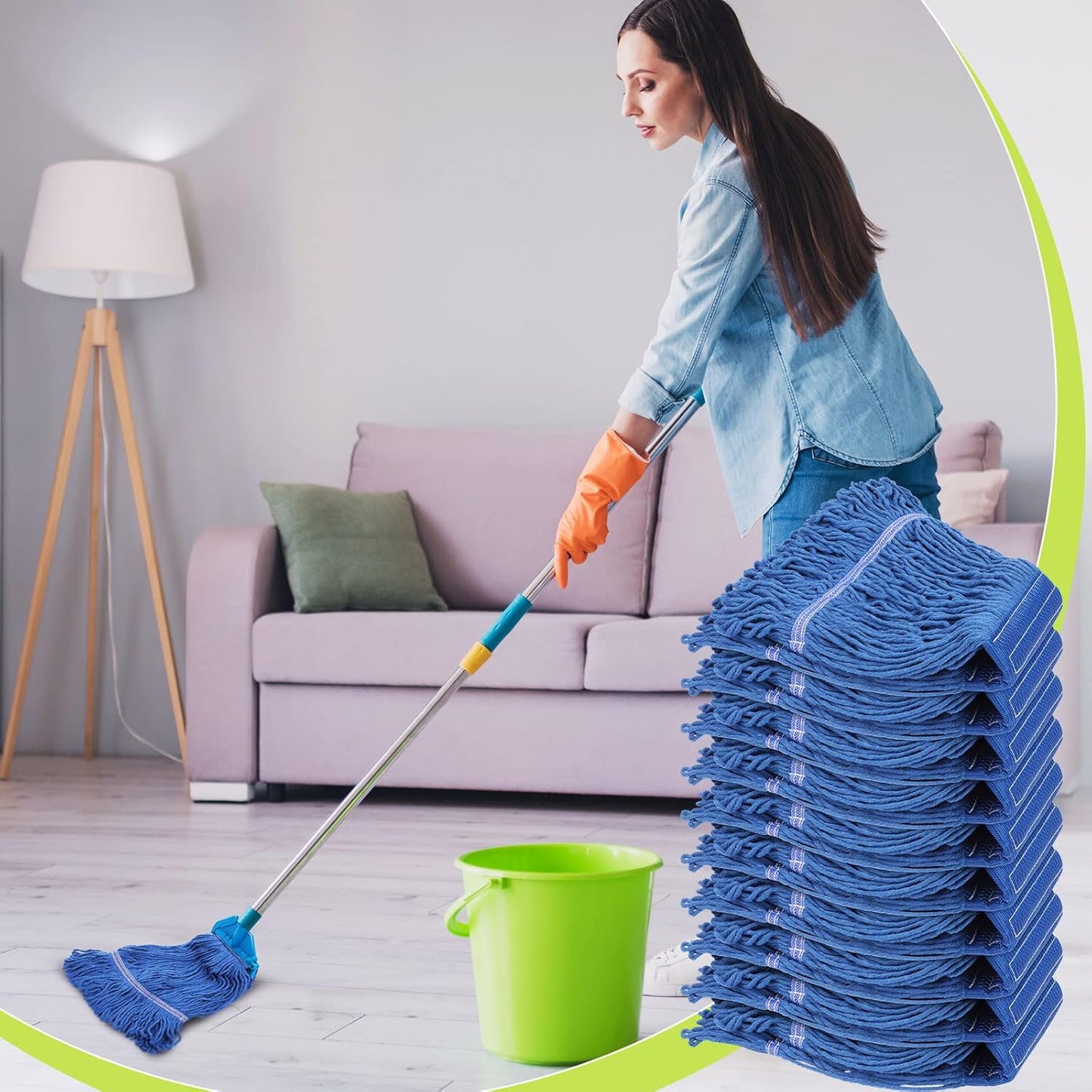 Roshtia 30 Pieces Commercial Mop Head Replacement Floor Cleaning Wet Mop Heads Heavy Duty Large