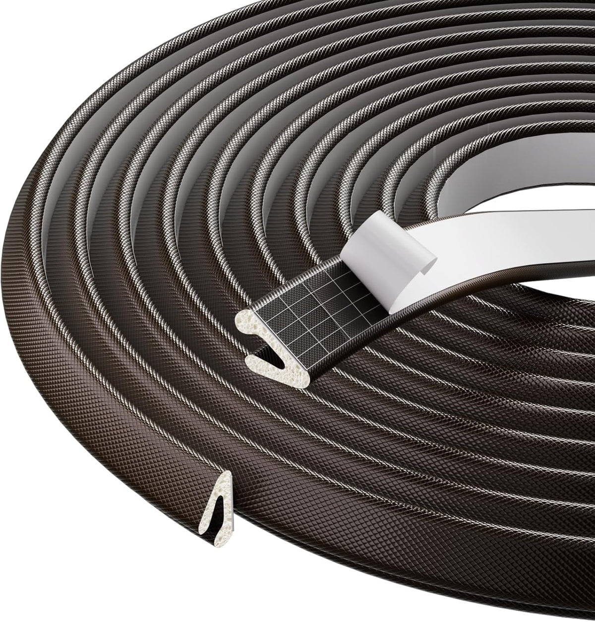 V Shape Foam Weather Stripping Door Frame Seal Strip 19.7FT Brown, Draft Stopper, Insulation