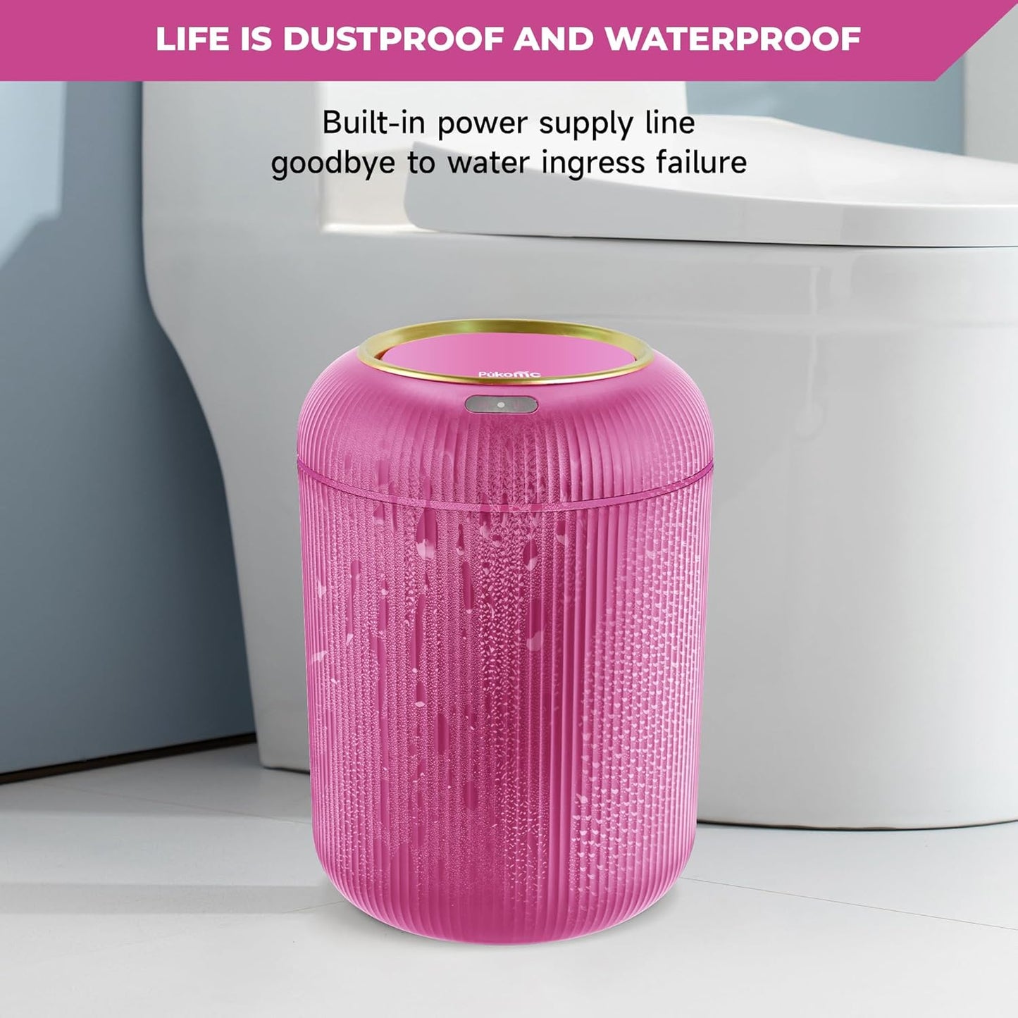 Pukomc Smart Sensor Wastebasket, Convenient and Hygienic Easy to Use, Technology Sensor Waterproof