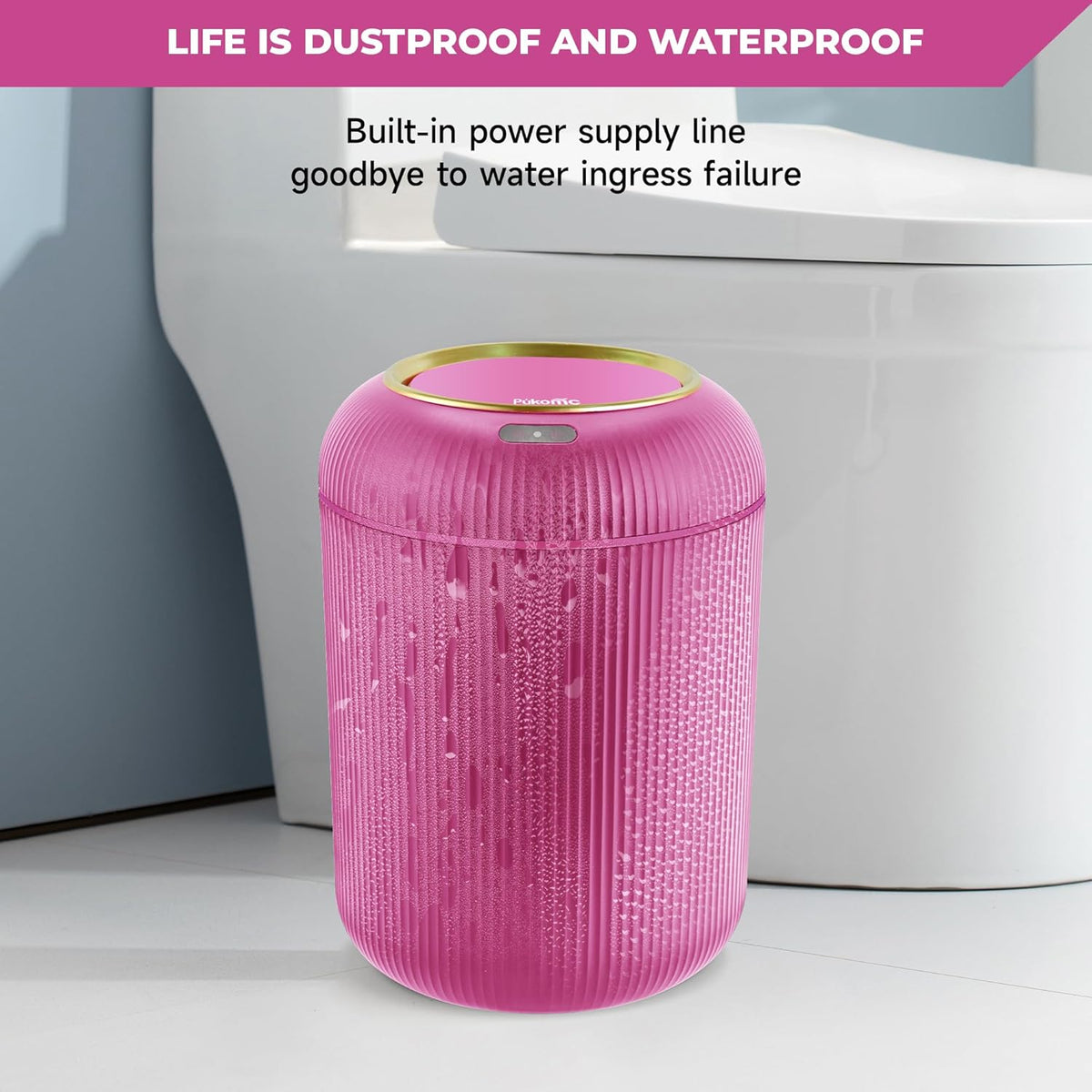 Pukomc Smart Sensor Wastebasket, Convenient and Hygienic Easy to Use, Technology Sensor Waterproof