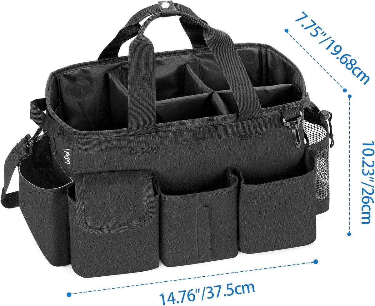 LoDrid Large Wearable Cleaning Caddy Bag with Detachable Divider, Cleaning Supply Tote with