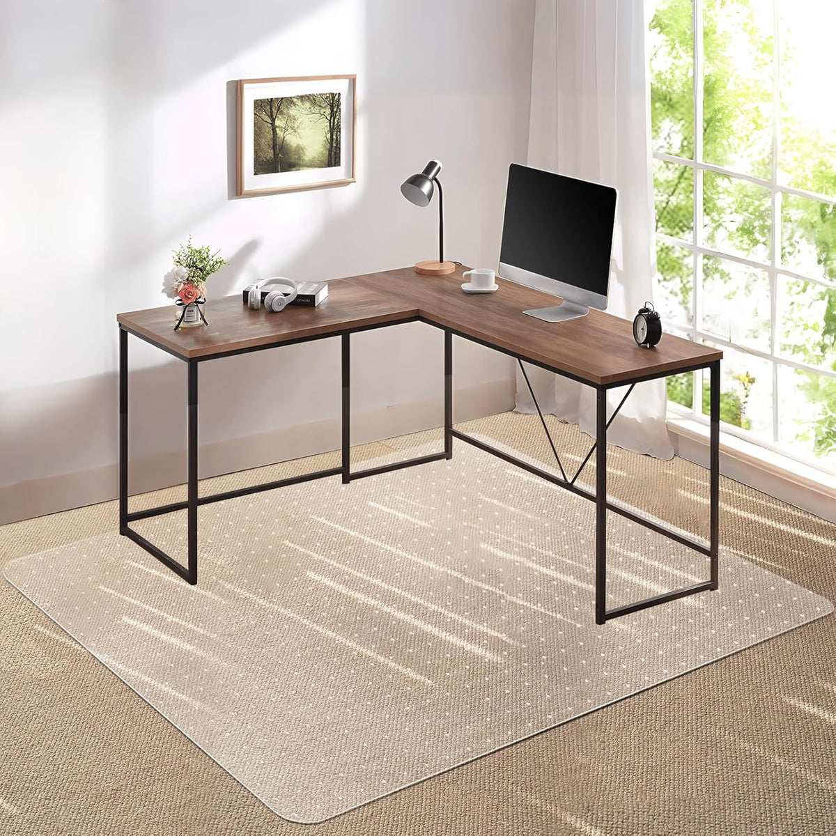 Kuyal Desk Chair Mat for Carpet, 46'' x 72'' Rectangle Transparent Mats for Chairs Good for Desks