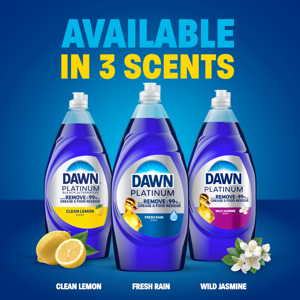 Dawn Platinum Dish Soap, Fresh Rain Scent Liquid Dishwashing Detergent, Powerful Dawn Dish Soap for
