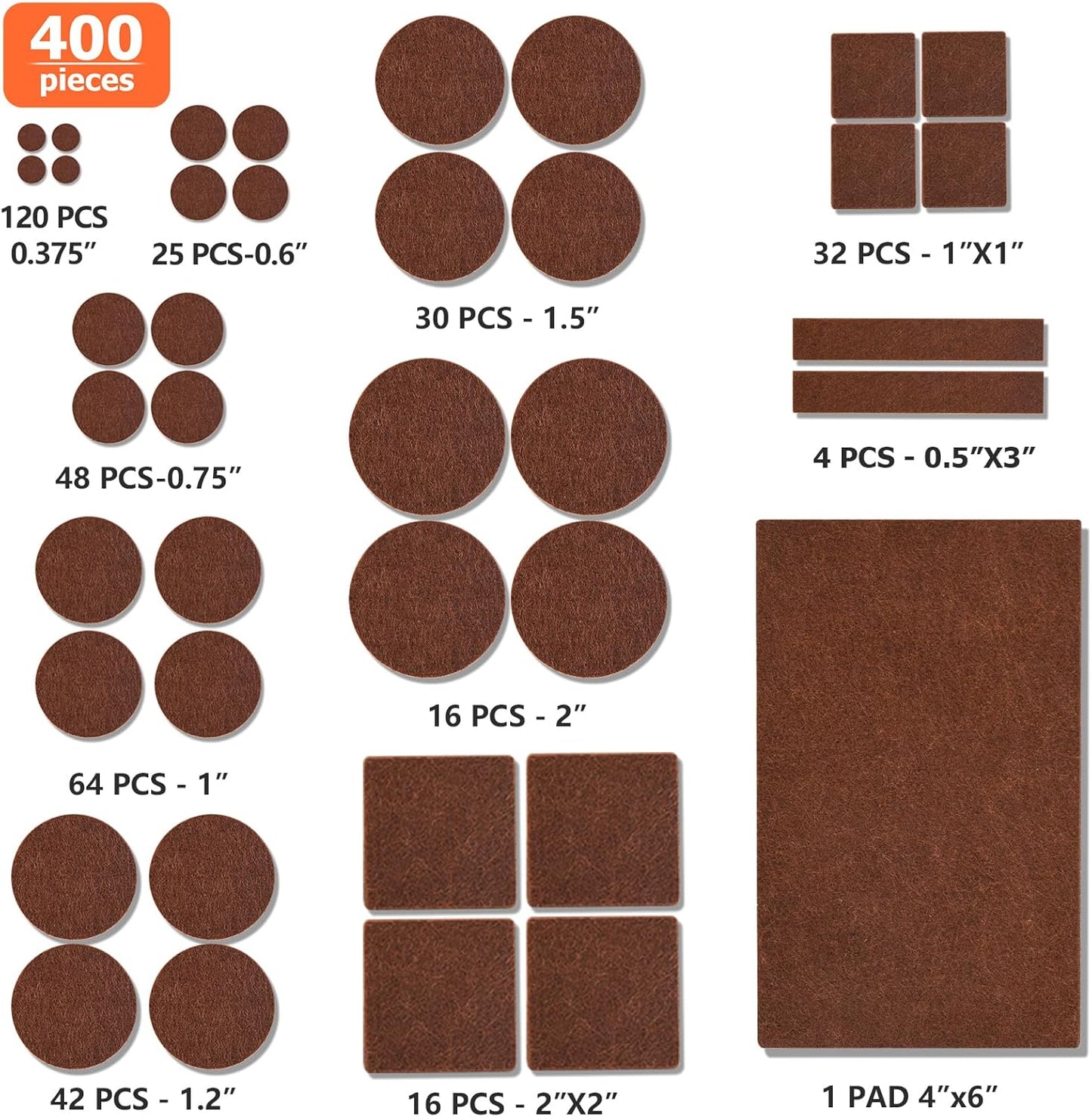 Felt Furniture Pads 400 Pieces, Furniture Pads for Hardwood Floors, Floor Protectors for Furniture