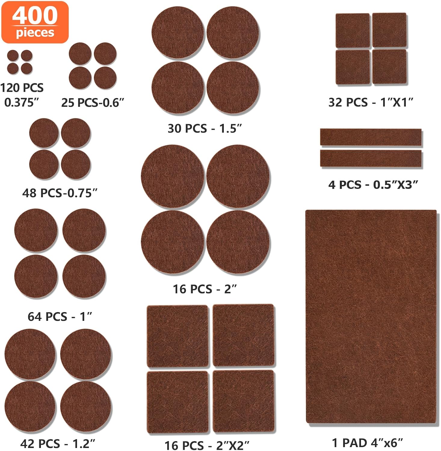 Felt Furniture Pads 400 Pieces, Furniture Pads for Hardwood Floors, Floor Protectors for Furniture