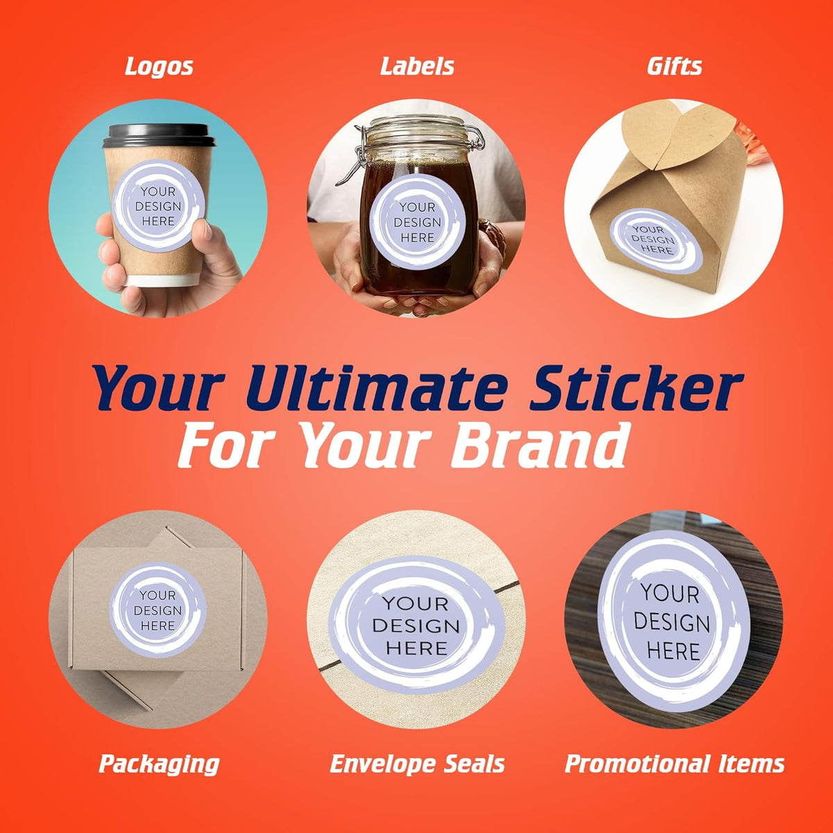 100 Custom Vinyl Stickers - Upload Your own Image, Text, Design, Logo - Personalized Logo Labels