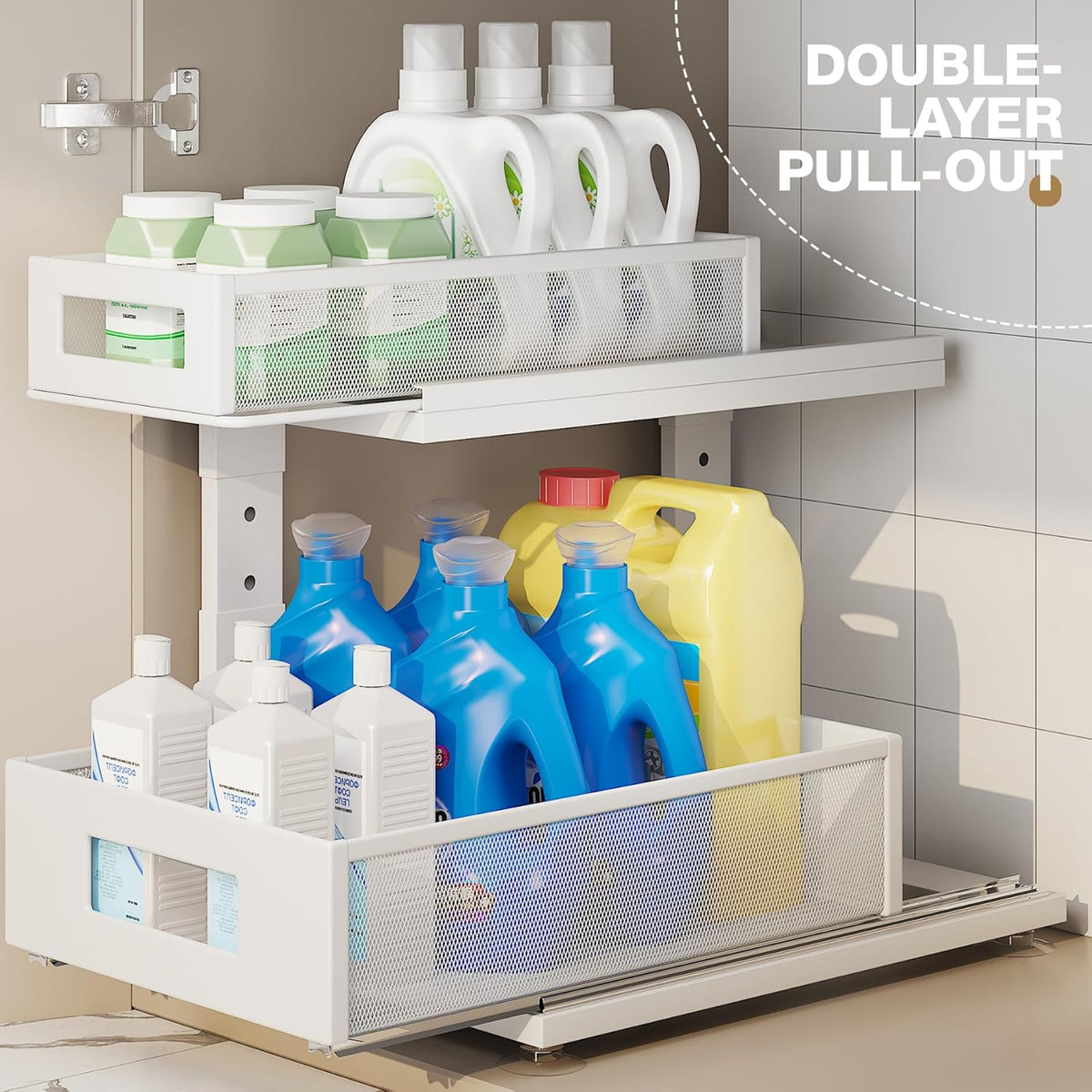 2 Pack Under Sink Organizer With Next-Gen Ball-Bearing Slides,2-Tier Pull Out Cabinet