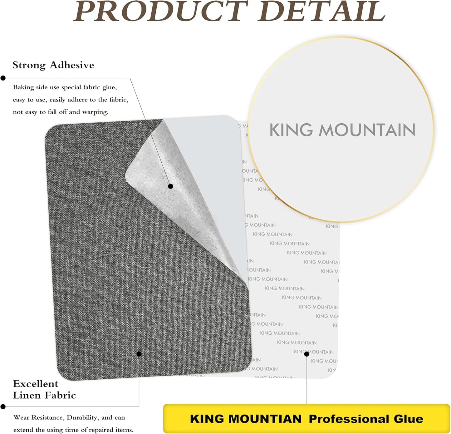 KING MOUNTAIN Fine Linen Repair Patches, Self-Adhesive Linen Fabric Patches, 8X11 inch Extra Size