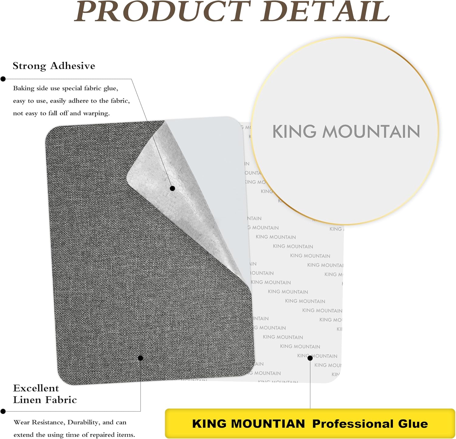 KING MOUNTAIN Fine Linen Repair Patches, Self-Adhesive Linen Fabric Patches, 8X11 inch Extra Size