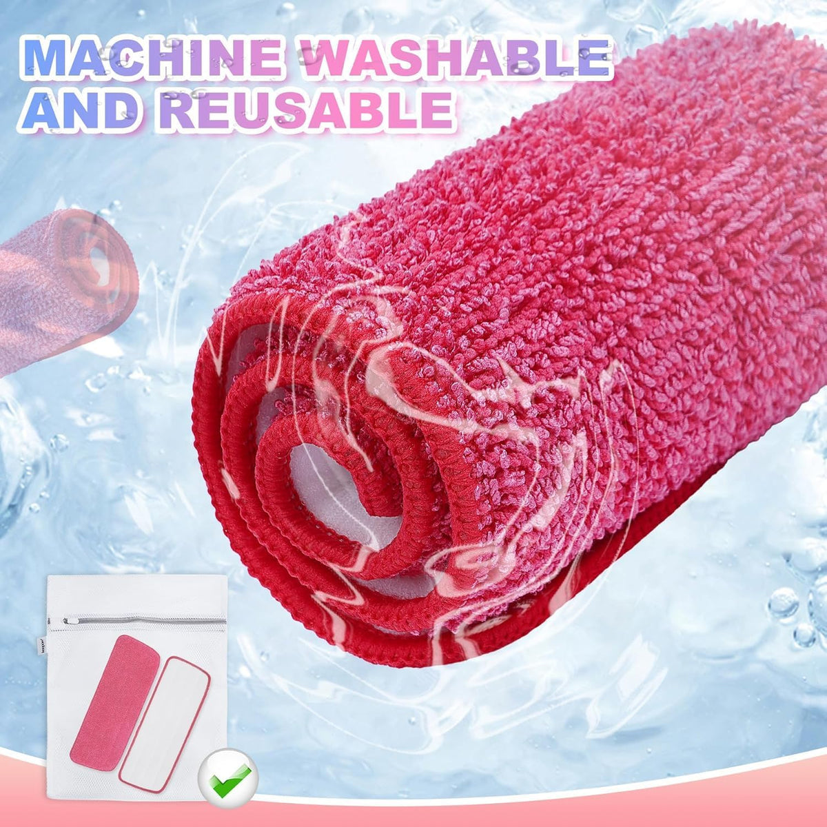 Replacement Microfiber Mop Pads Reusable Compatible with Reveal Spray Mop with Washable Pads, 16.5"