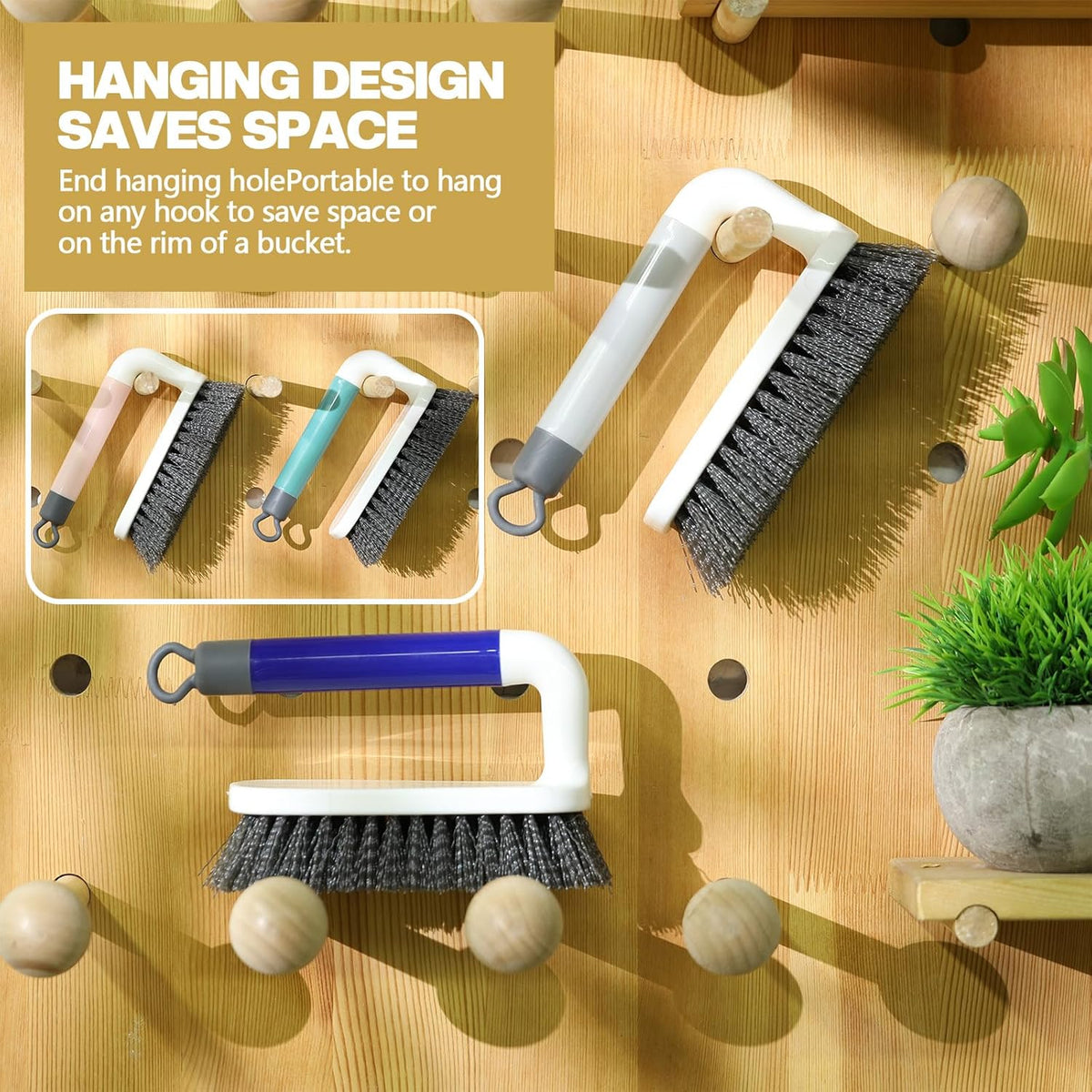 16 Pack Scrub Brush Heavy Duty Cleaning Brushes with Handle Stiff Bristles Scrub Brush Bulk for