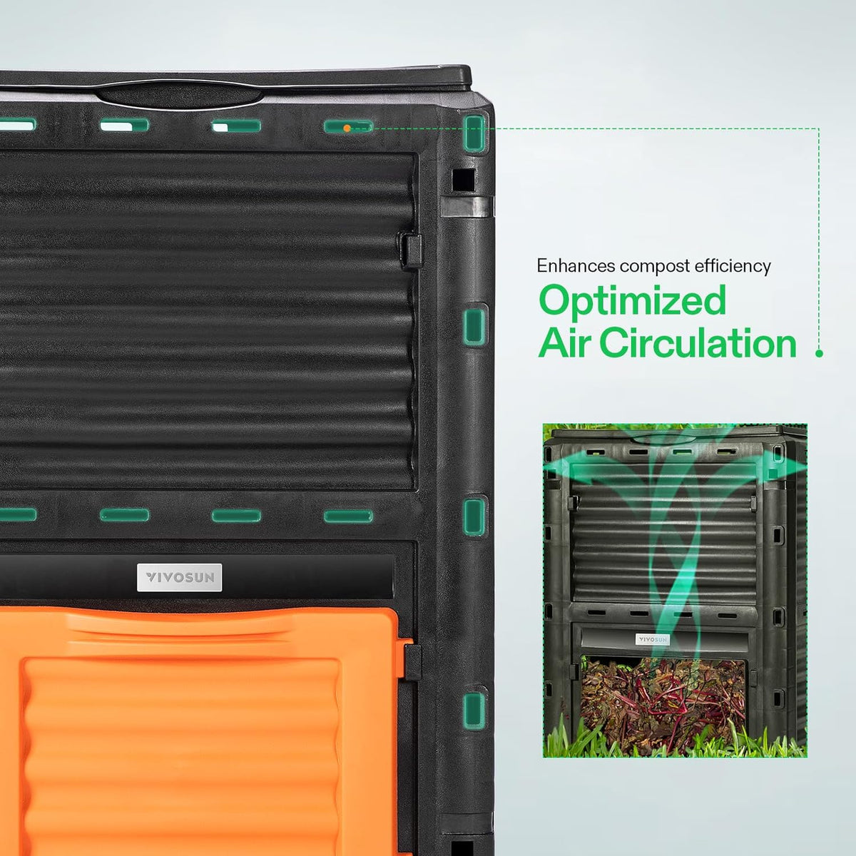 VIVOSUN Compost Bin 80Gallon (300L), Outdoor Composter W/Large Capacity & Easy Assembling, Compost