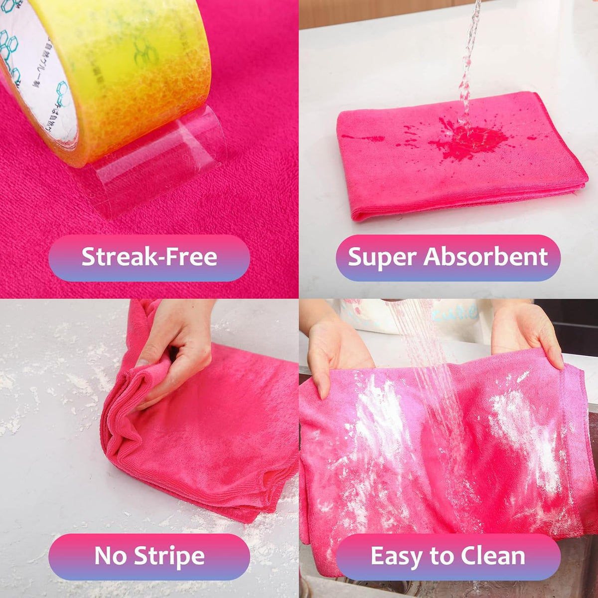 Newwiee 3 Pcs Extra Large Microfiber Cleaning Cloth 30" x 20" Washable Reusable Microfiber Towel