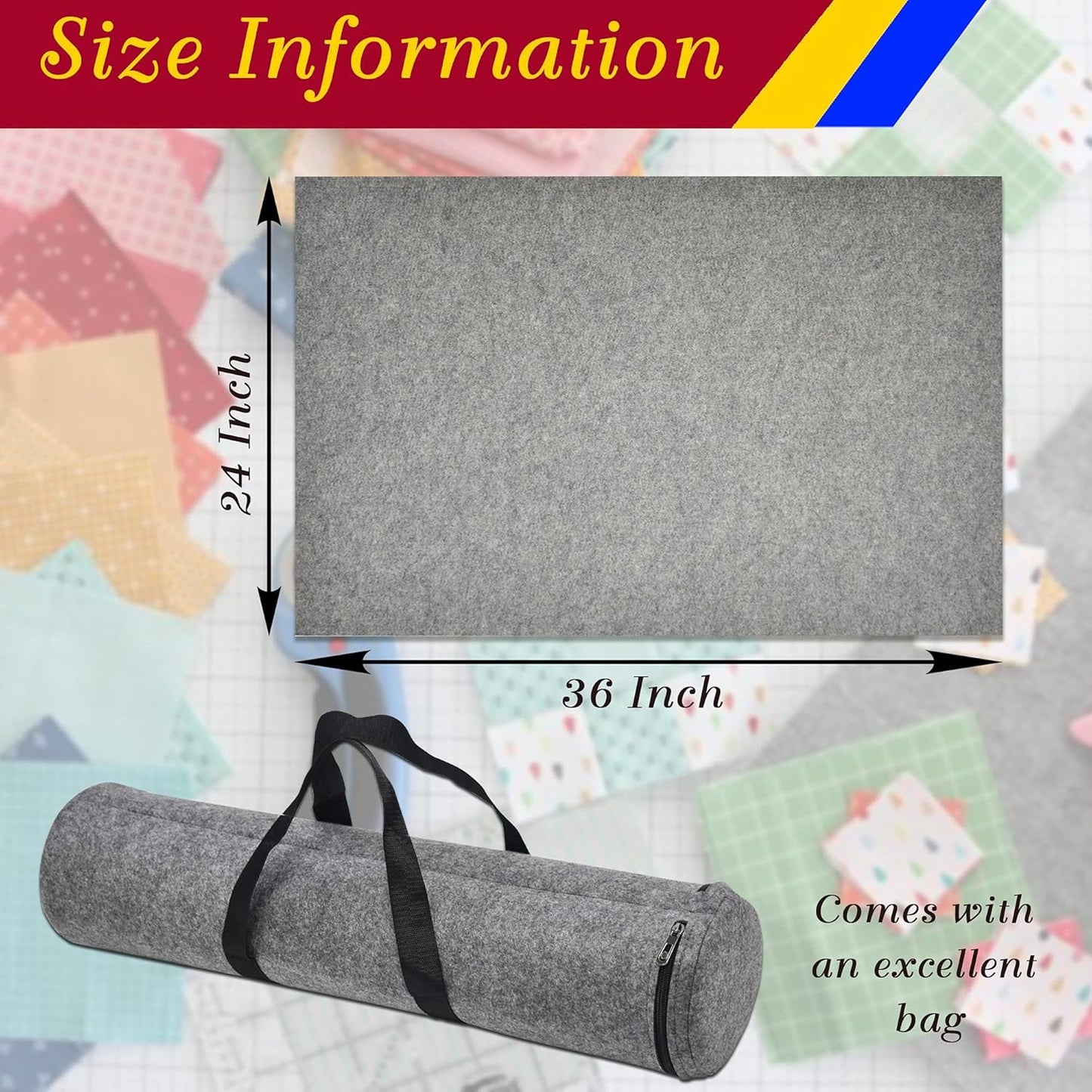 Wool Pressing Pad - 36" x 24" Quilting Ironing Pad by Savina - Take Your Quilting or Other Textile