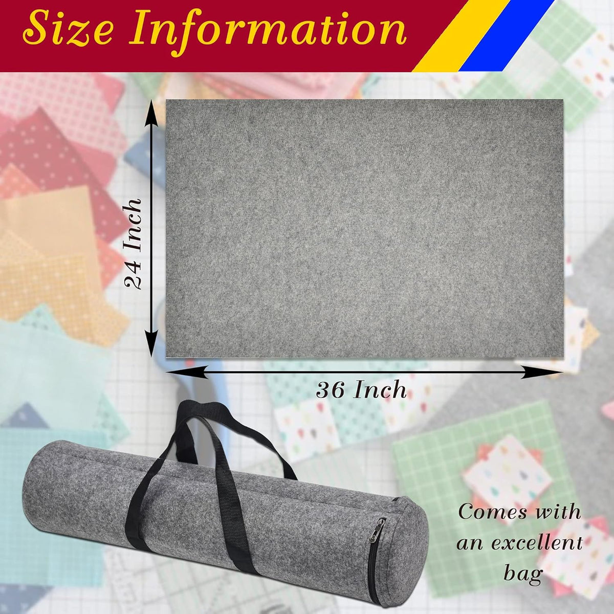 Wool Pressing Pad - 36" x 24" Quilting Ironing Pad by Savina - Take Your Quilting or Other Textile