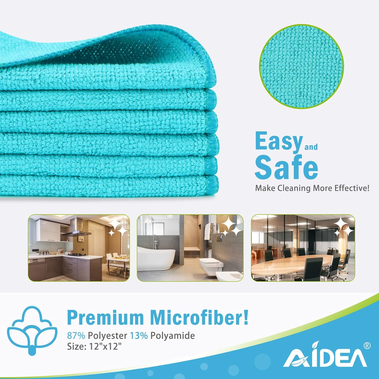AIDEA Microfiber Cleaning Cloth-12PK, Soft Microfiber Towels for Cars, Absorbent Cleaning Rags