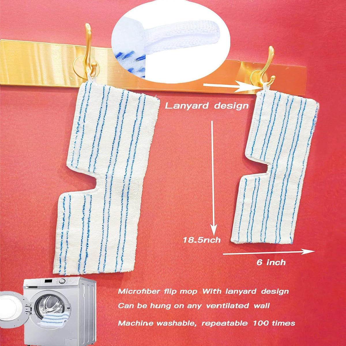 2 Pack Microfiber Mop Replacement Heads，Compatible with O-Cedar Dual Action Flat Mop for Dry/Wet