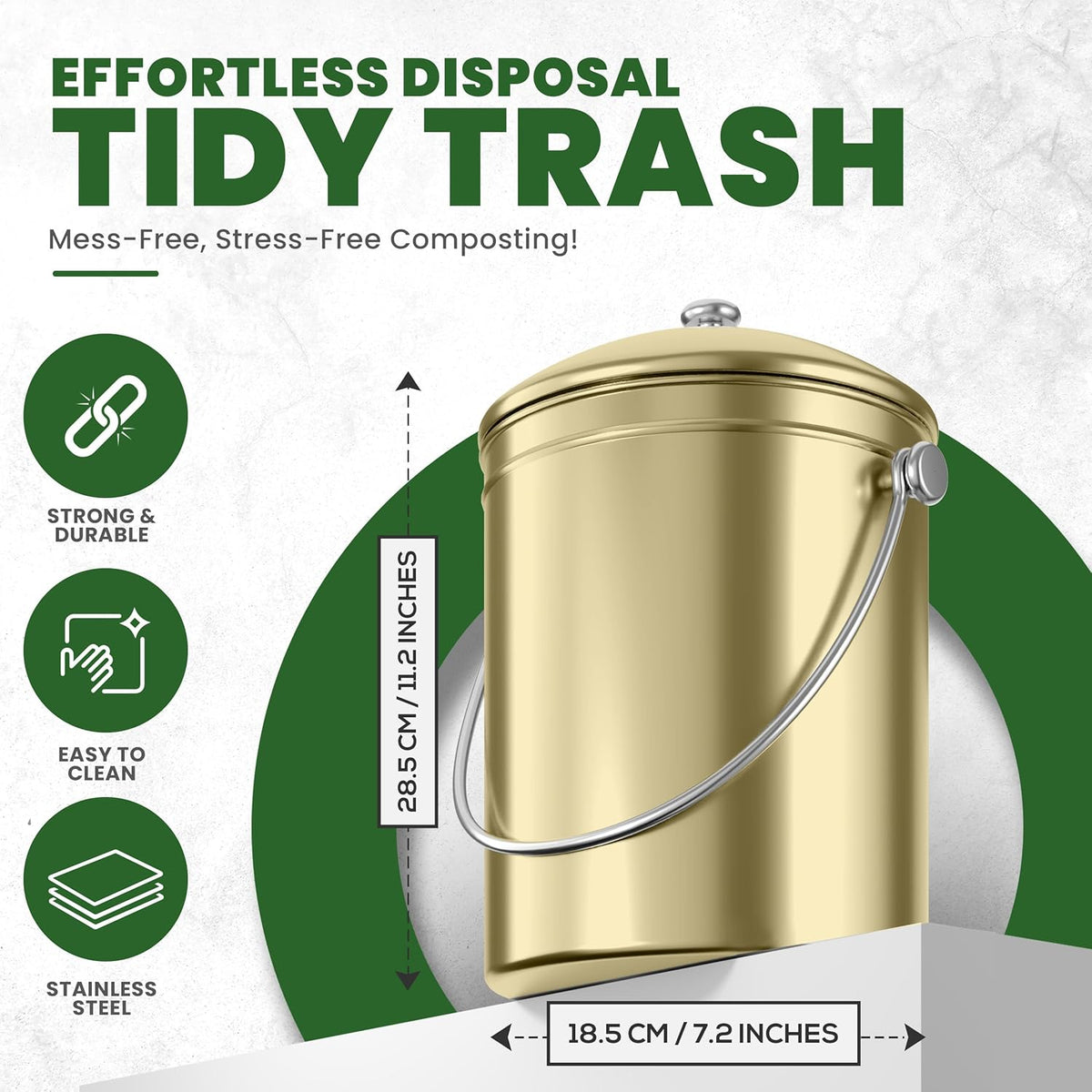 Utopia Kitchen Compost Bin for Kitchen Countertop - 1.3 Gallon Compost Bucket for Kitchen with Lid