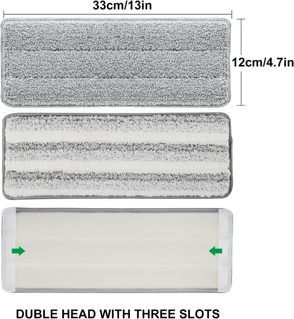 Flat Mop Pads, 5 Pack 13" X 4.9" Flat Mop Microfiber Mop Head/Refill/Pad, Washable Squeeze Cleaning