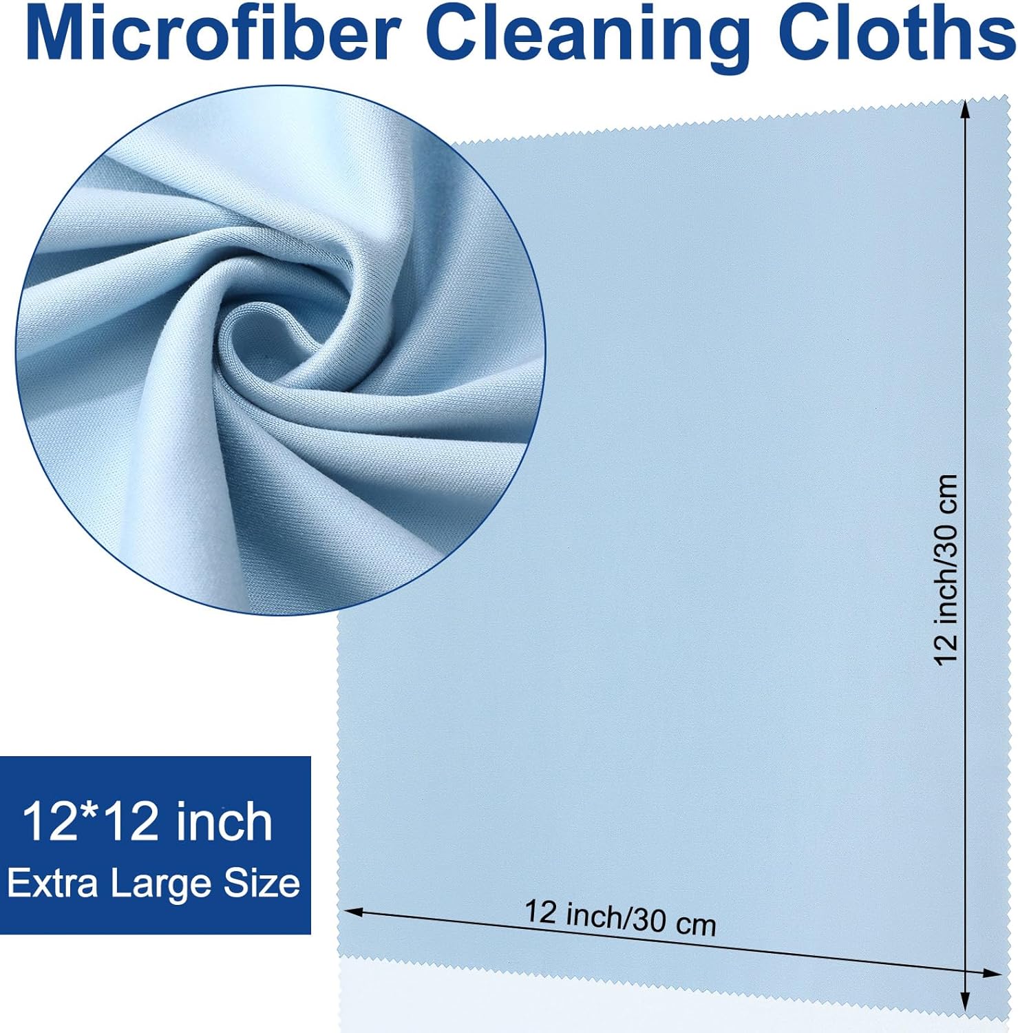 Frienda 12 Pack Large Microfiber Glass Cleaning Cloths 12 x 12 Inch Oversized Eyeglass Sunglasses
