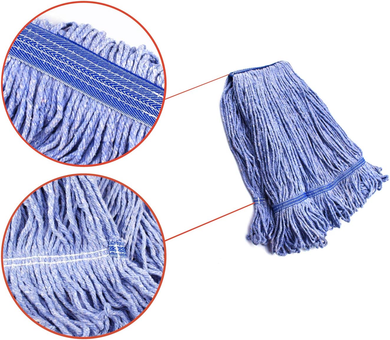 String Mop Heads Replacement Heavy Duty Commercial Grade Blue Cotton Looped End Wet Industrial