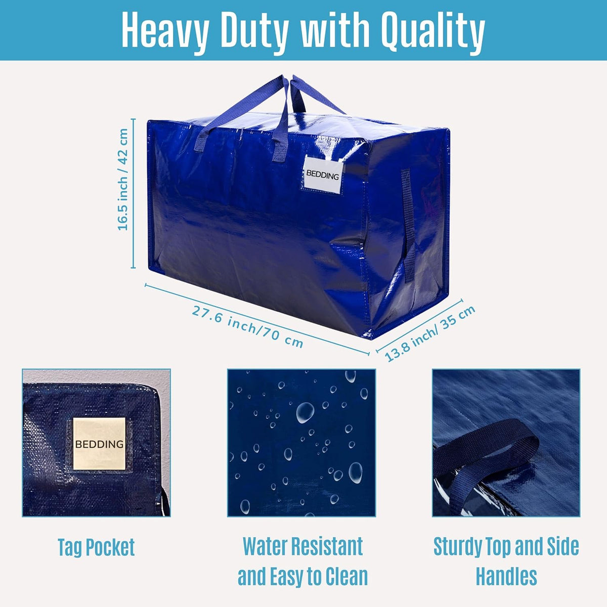 VENO 4 Pack Moving and Storage Bags, Heavy Duty, Alternative to Moving Boxes, Large Packing Totes