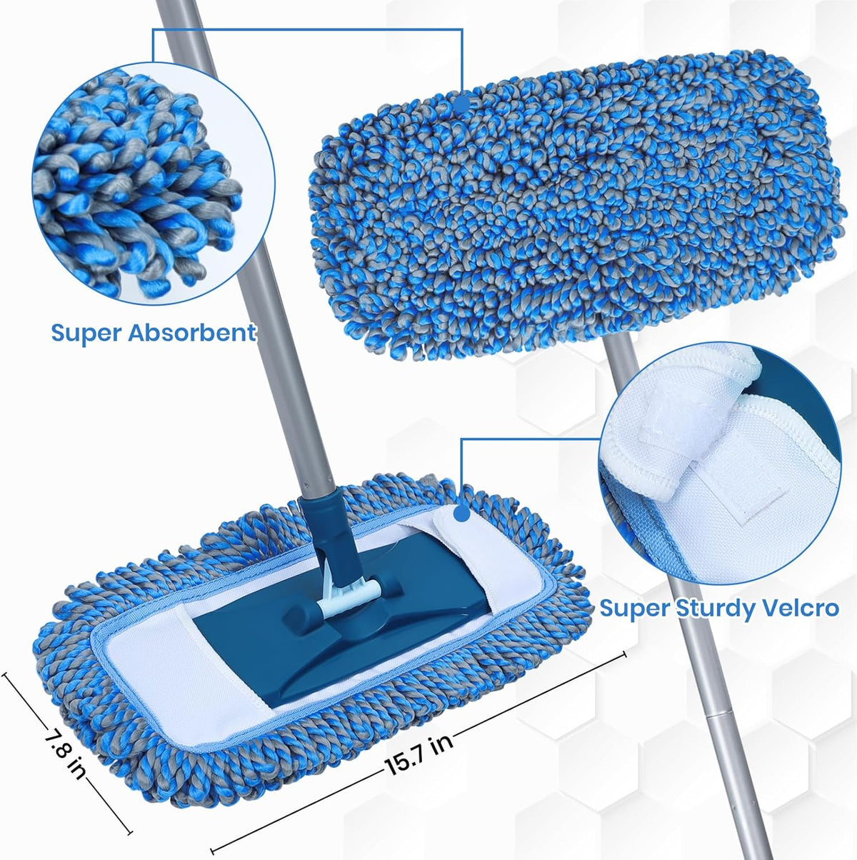 Dust Mop for Hardwood Floors with 57" Long Handle Wet & Dry Mops for Catching Pet Hair and Dust