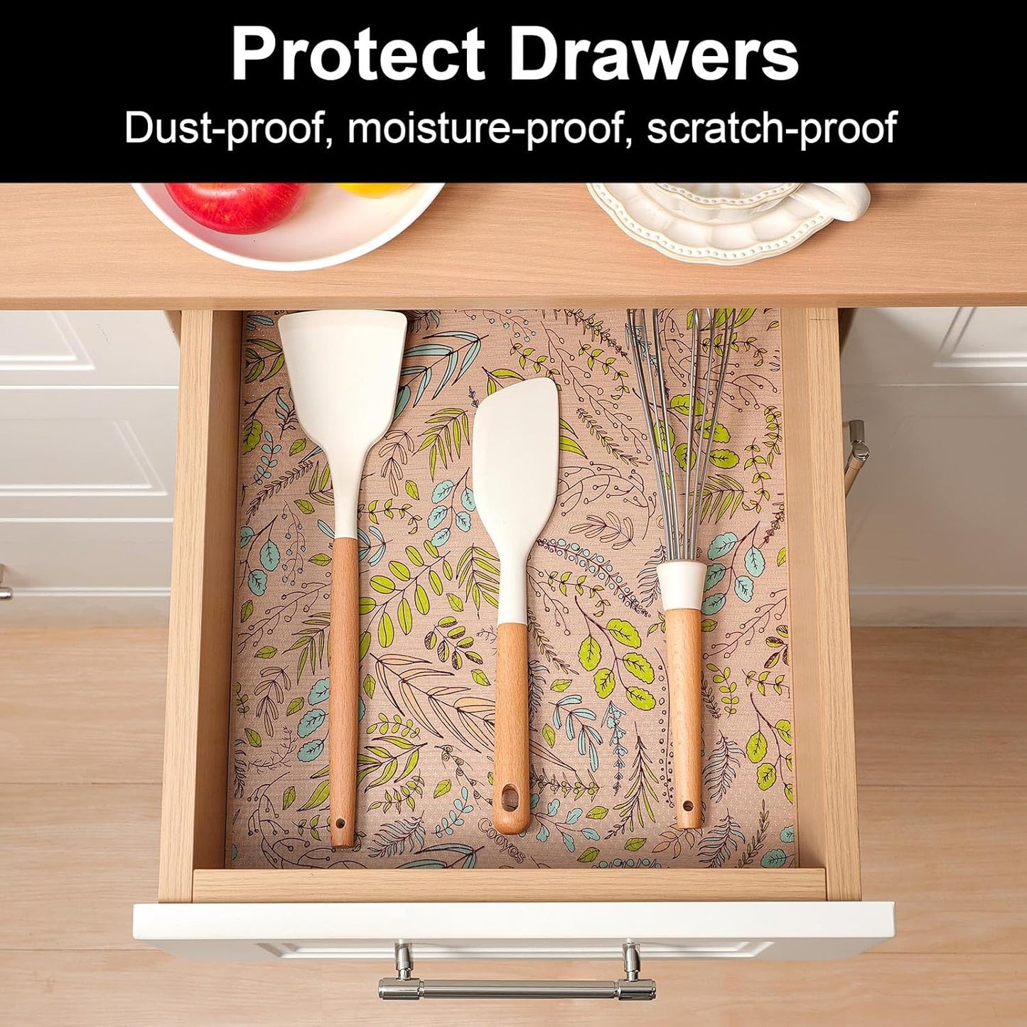 Cooyes Shelf Liners for Kitchen Cabinets, Refrigerator Liners Waterproof & Oil-Proof Kitchen