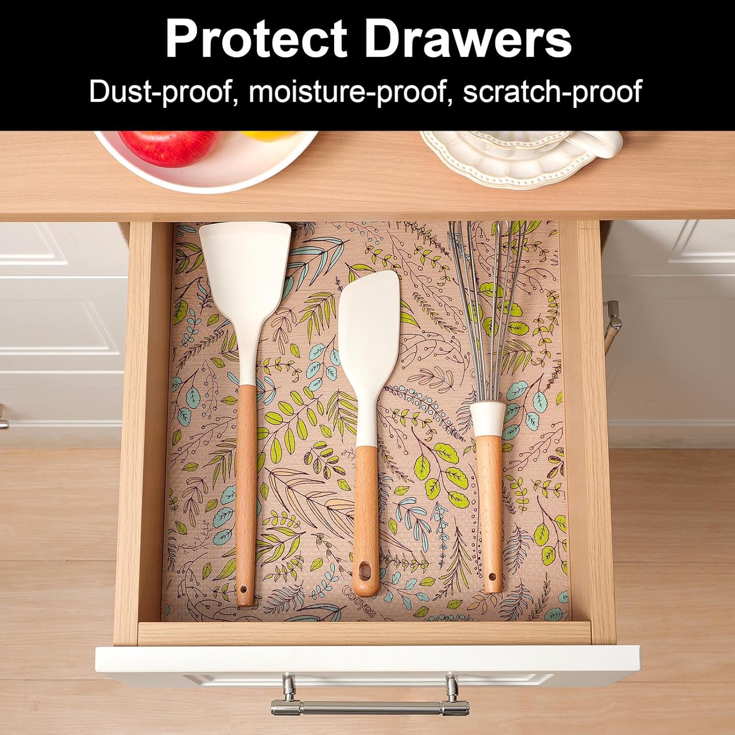Cooyes Shelf Liners for Kitchen Cabinets, Refrigerator Liners Waterproof & Oil-Proof Kitchen