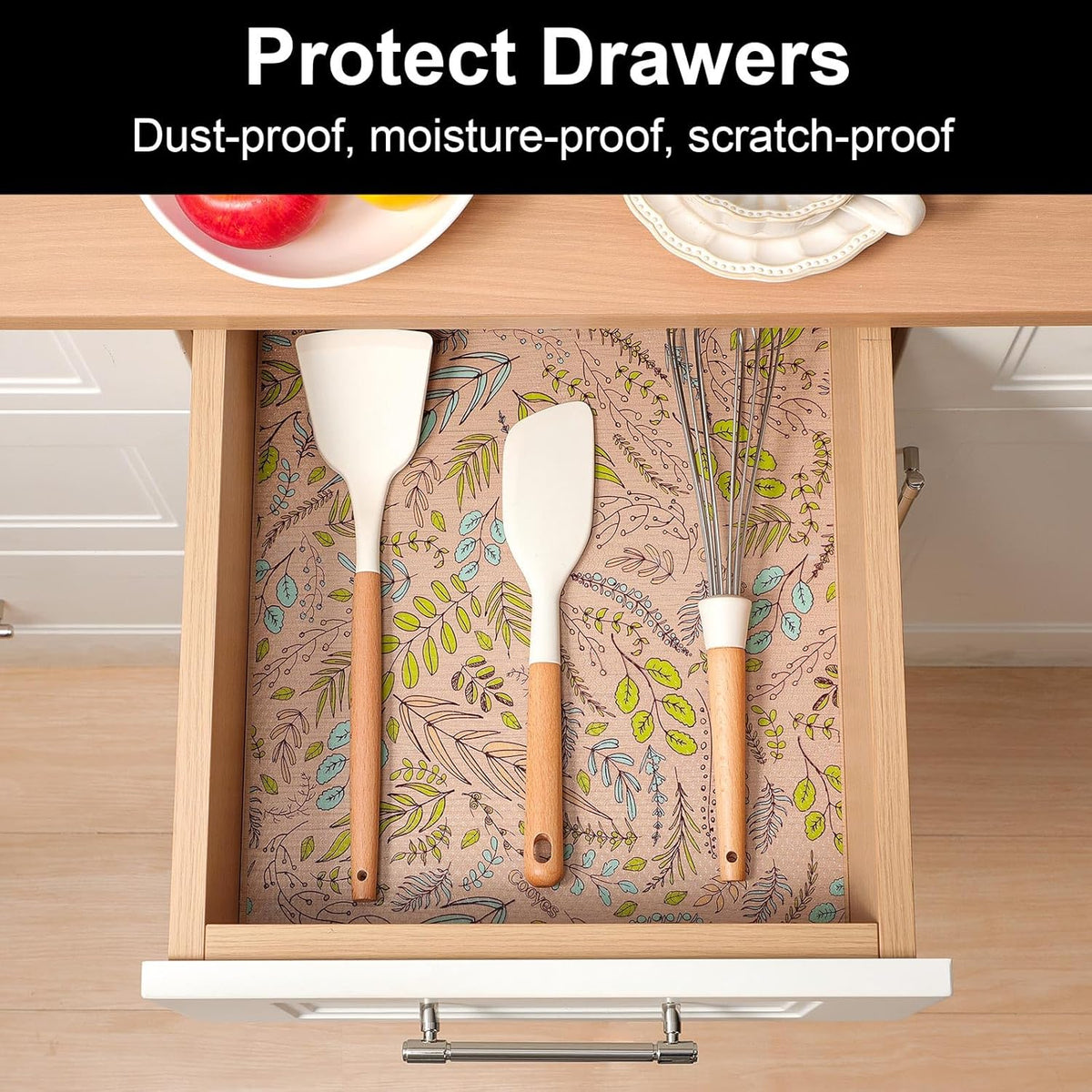 Cooyes Shelf Liners for Kitchen Cabinets, Refrigerator Liners Waterproof & Oil-Proof Kitchen