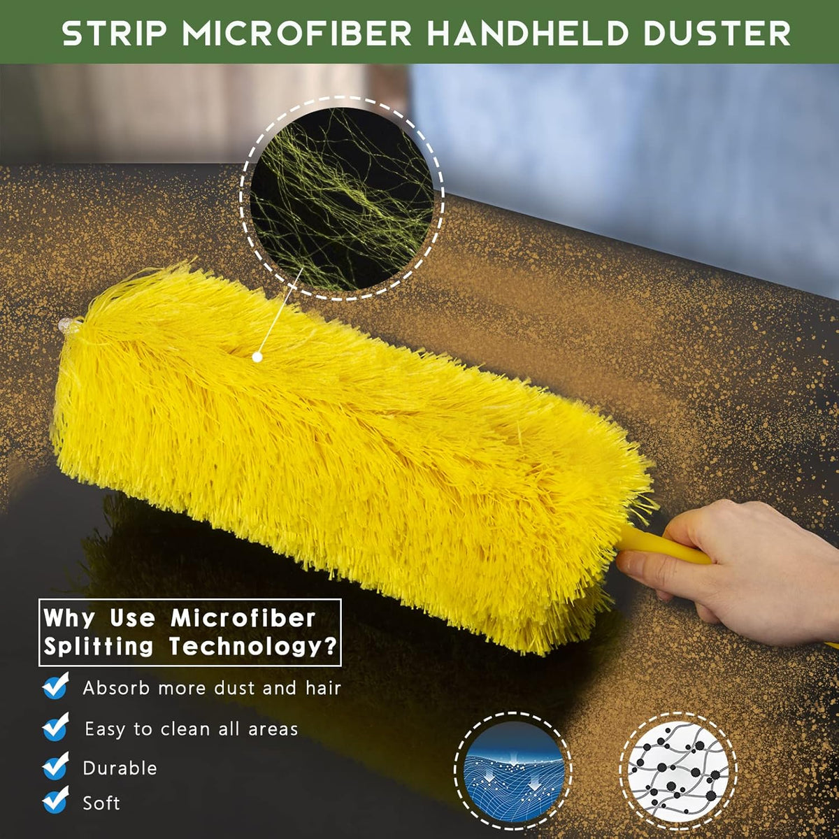 17 Foot High Reach Duster Kit with 2-to-9 Foot Extension Pole, Newliton 3-in-1 High Ceiling