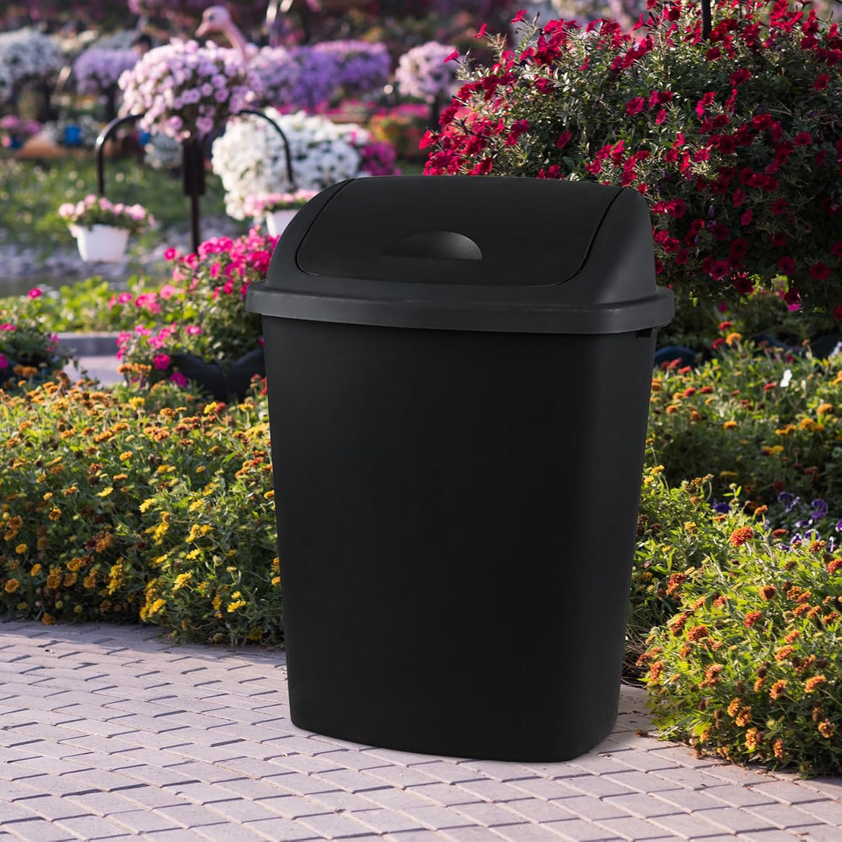 Teyyvn 18 Gallon Tall Plastic Kitchen Trash Can with Swing Lid, 4 Pack Large Plastic Swing Top