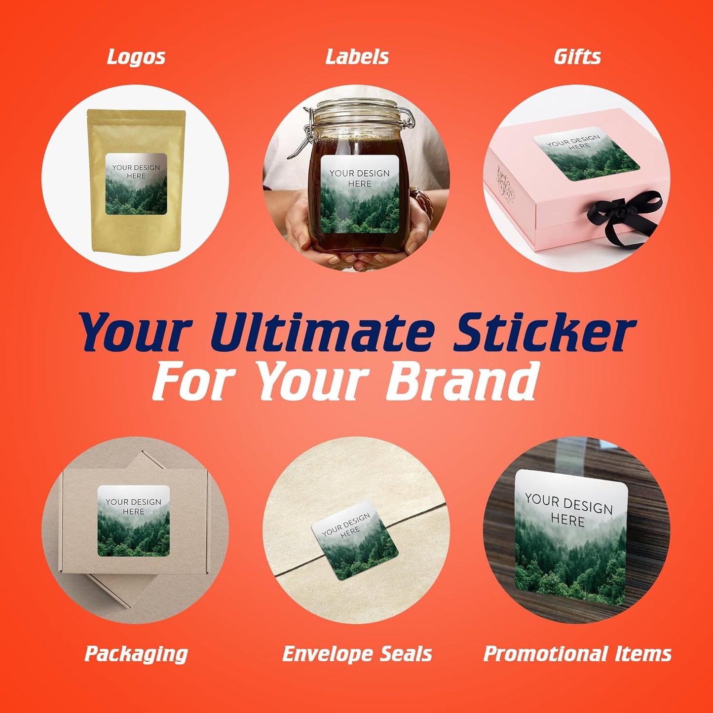 100 Custom Vinyl Stickers - Upload Your own Image, Text, Design, Logo - Personalized Logo Labels
