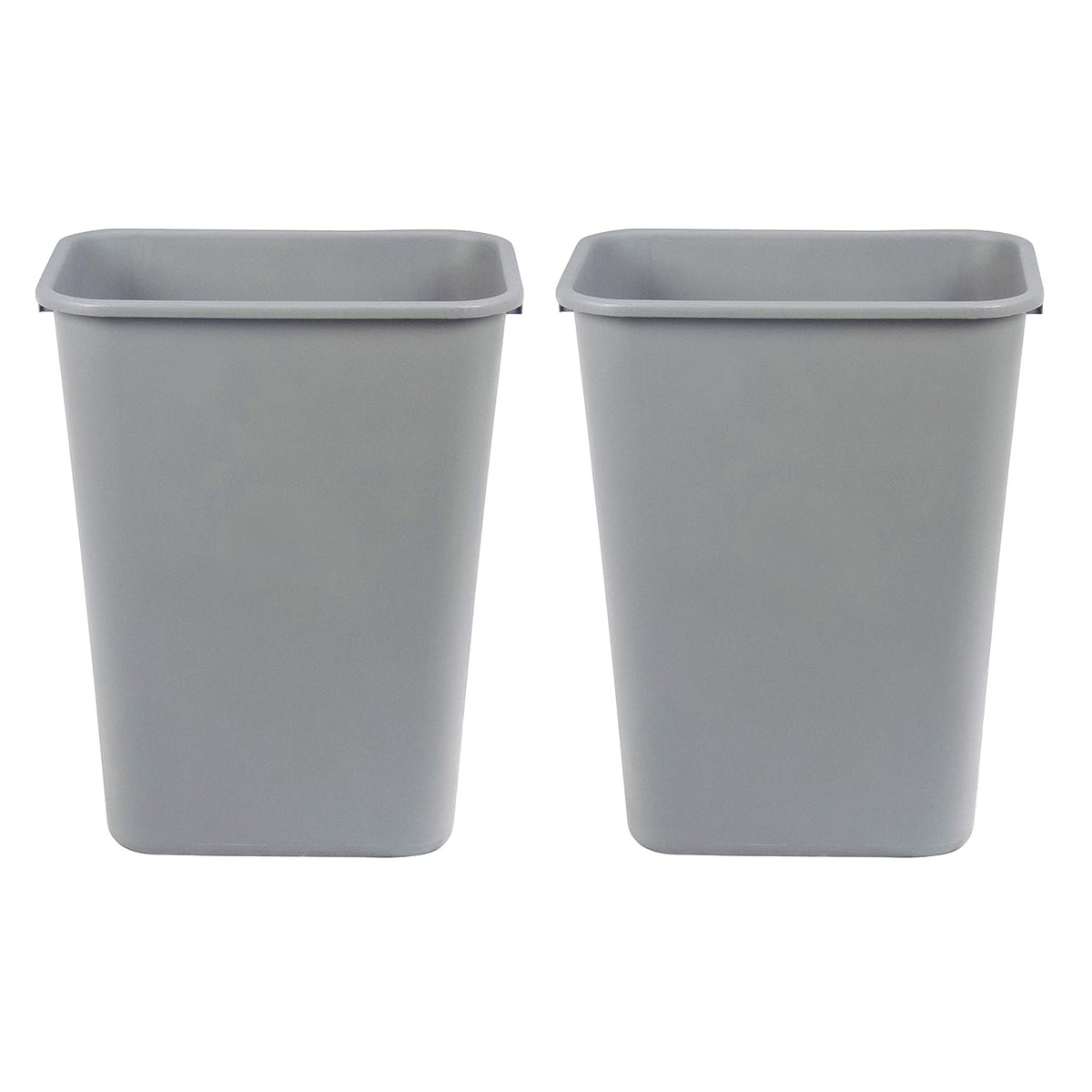 Amazon Basics Rectangular Commercial Office Wastebasket, 10 gallon (Pack of 2), Grey (Previously