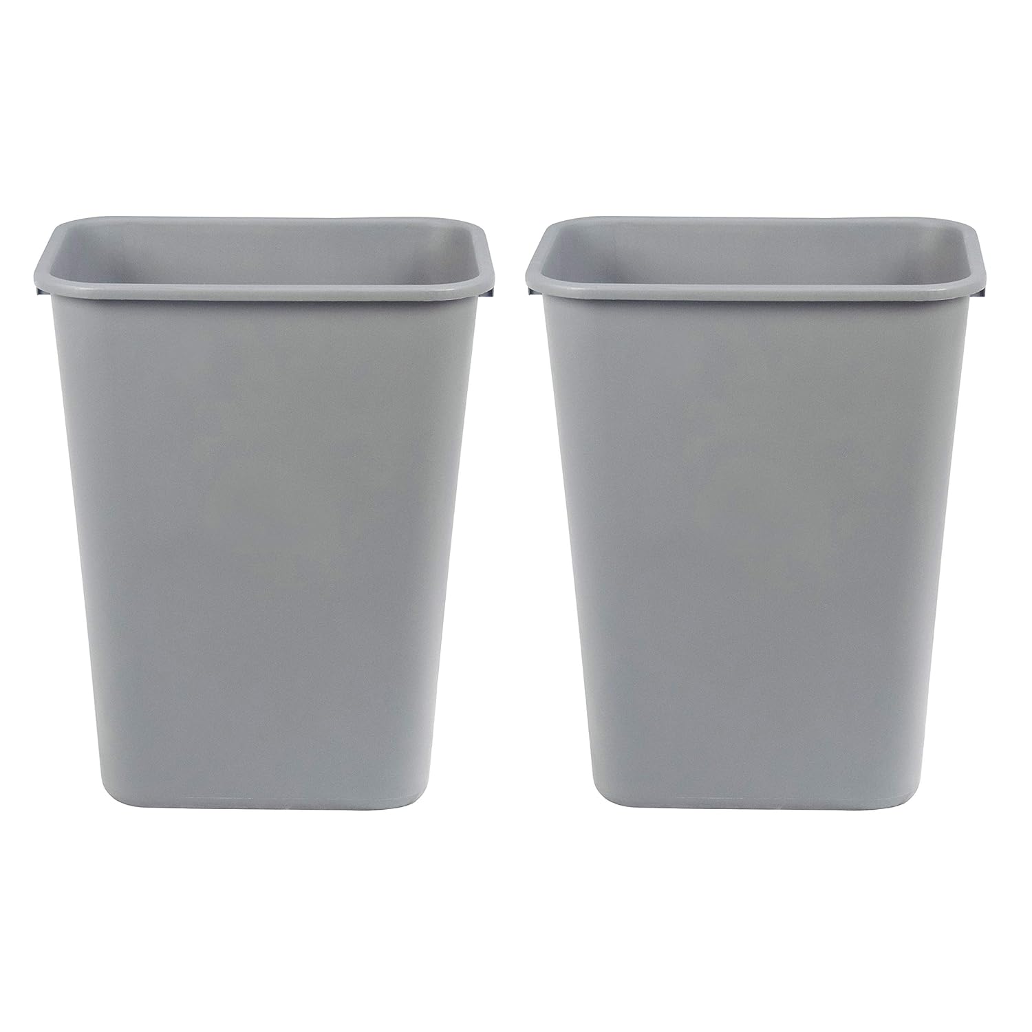 Amazon Basics Rectangular Commercial Office Wastebasket, 10 gallon (Pack of 2), Grey (Previously