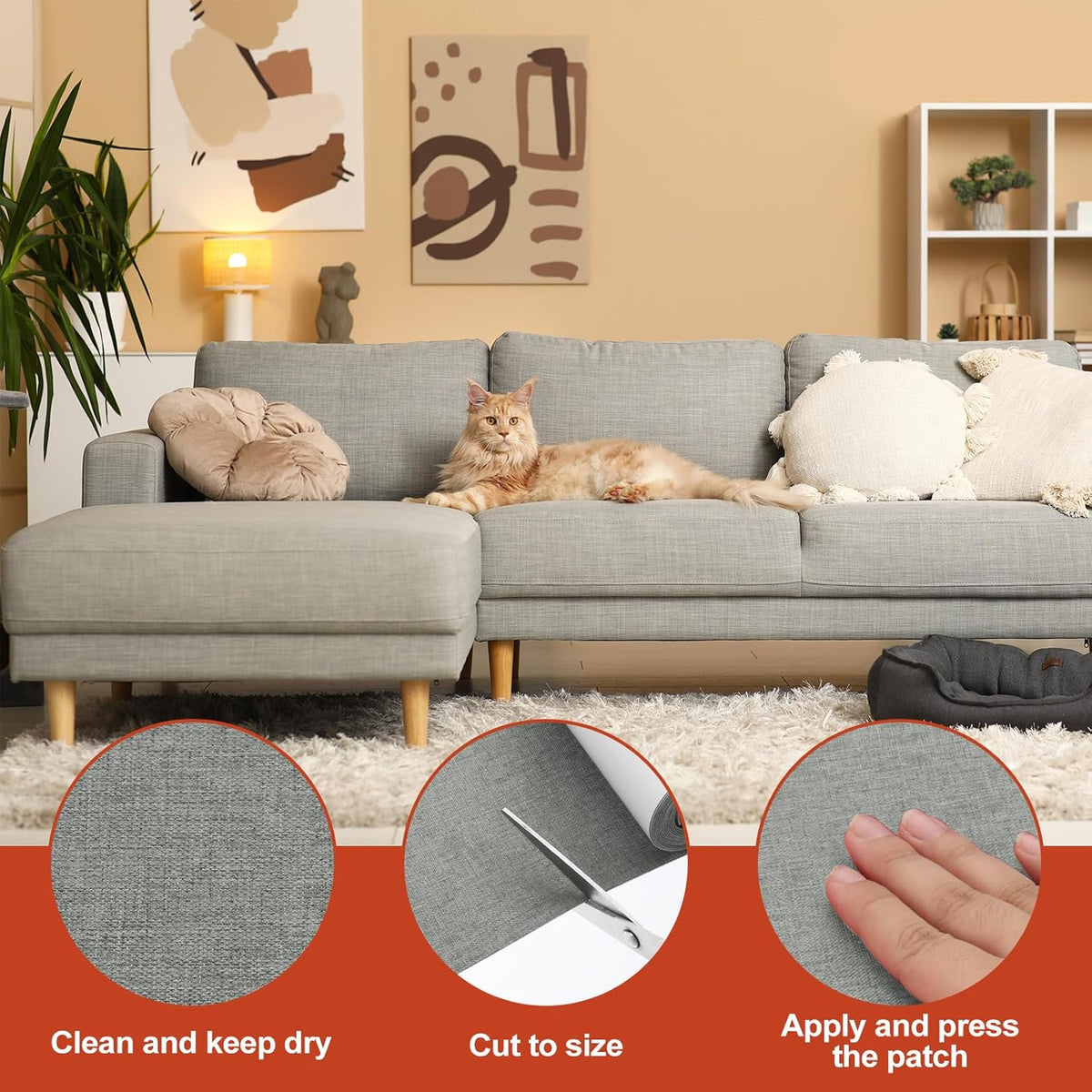 PATIKIL 70x4.4 Inch Linen Repair Tape, Repair Fabric Patch Self Adhesive Couch Patch Line Repair
