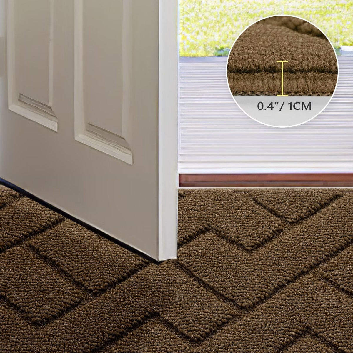 hicorfe Front Door Mat Outside Entrance,24"x35" Absorbent Muddy Dirt Resist Welcome Door Mats