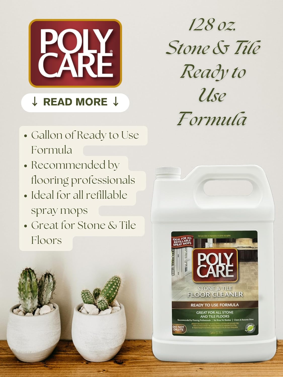 Stone & Tile Floor Cleaner Refill - 128 fl oz - Fresh- Refill for Spray Mops and Spray Bottles