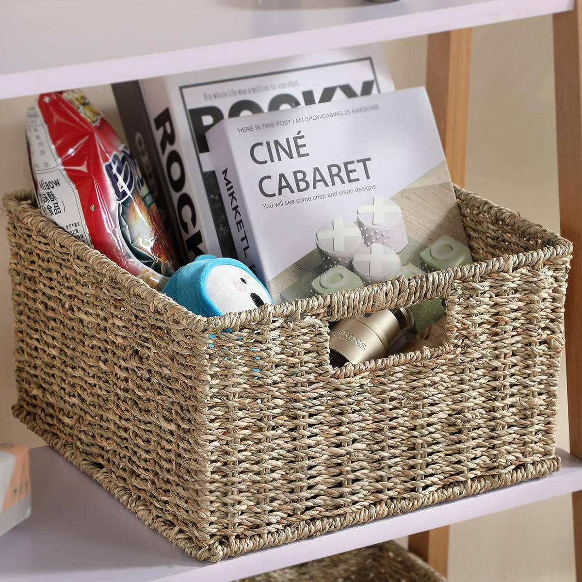 HOONEX Wicker Storage Baskets for Organizing, Decorative Woven Seagrass Baskets for Storage with