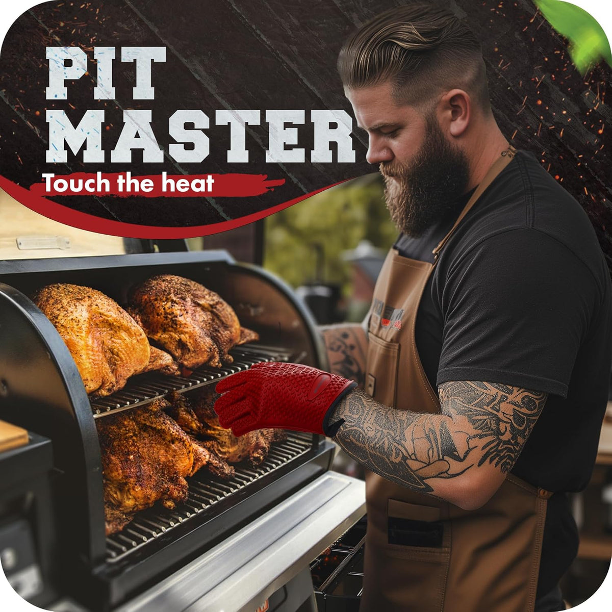 KITCHEN PERFECTION S Silicone Smoker Oven Gloves -Extreme Heat Resistant BBQ Gloves -Handle Hot