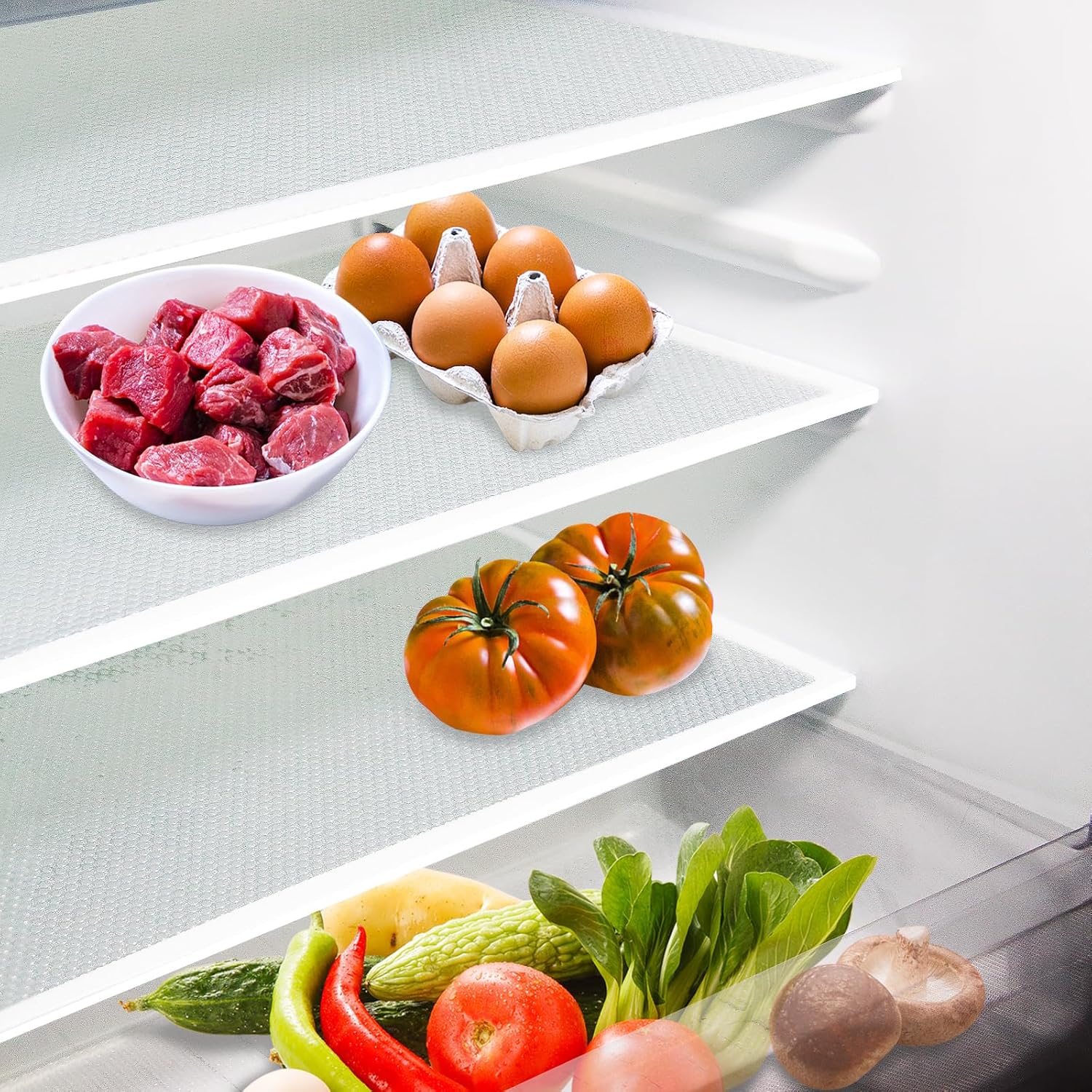 10Pcs Refrigerator Liners, Washable Fridge Liner Shelf Mats Refrigerator Pads for Cupboard Cabinet