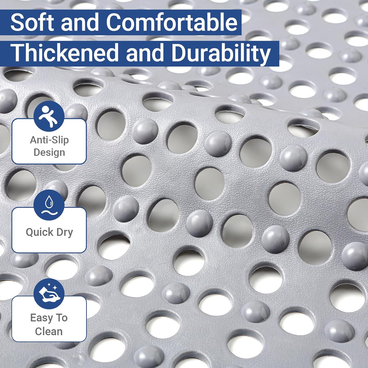 Non Slip Bathtub Mat and Shower Mat 31x17 inch,Bath Mat with Quick Dry Drain Holes and Suction