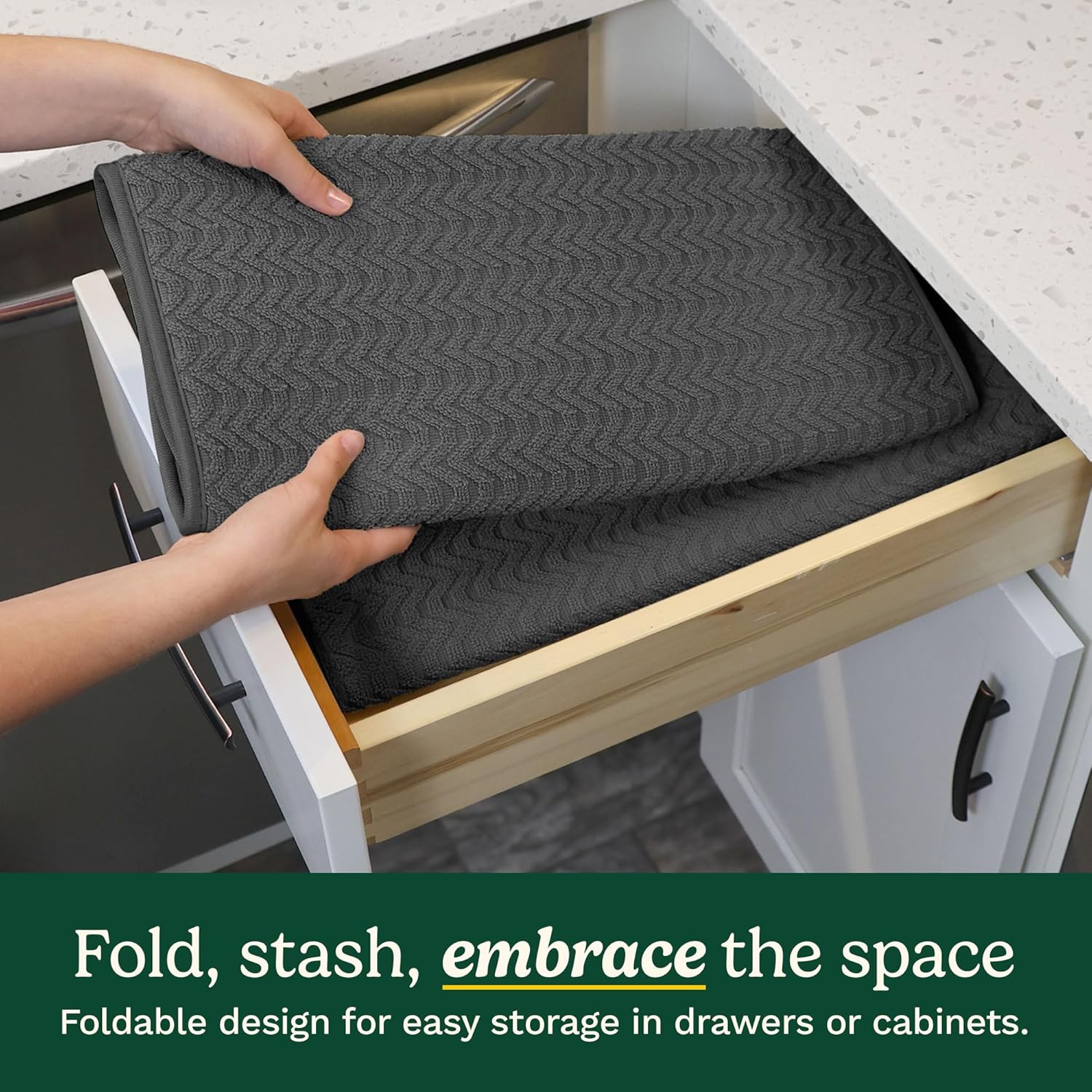Cuisinart Dish Drying Mats for Kitchen Counter - (2) 18" x 24" Ultra Absorbent Dish Drying Mat XL