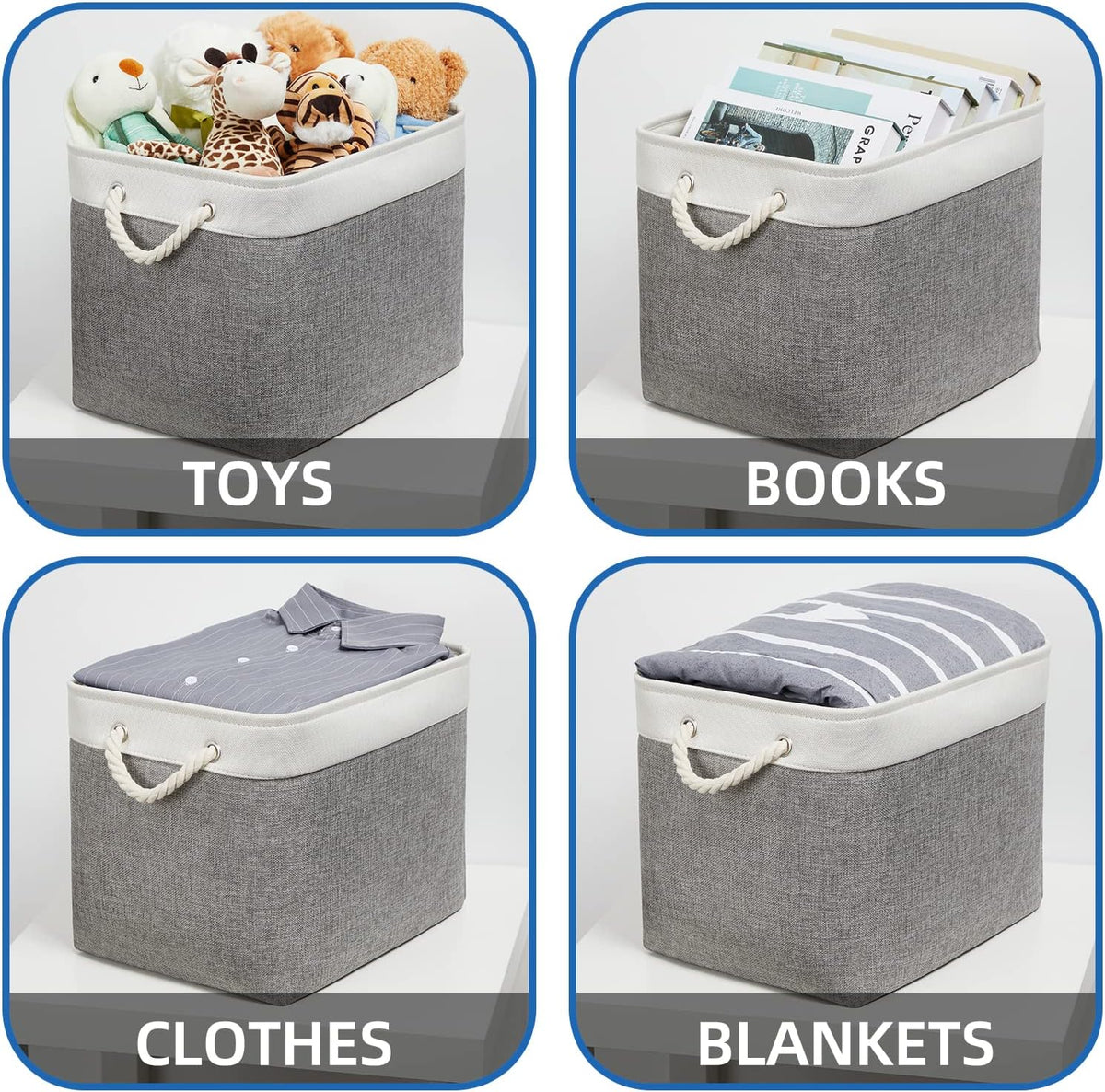 Temary Baskets for Organizing, 2 Pack Storage Baskets Large Fabric Baskets with Handles, Decorative